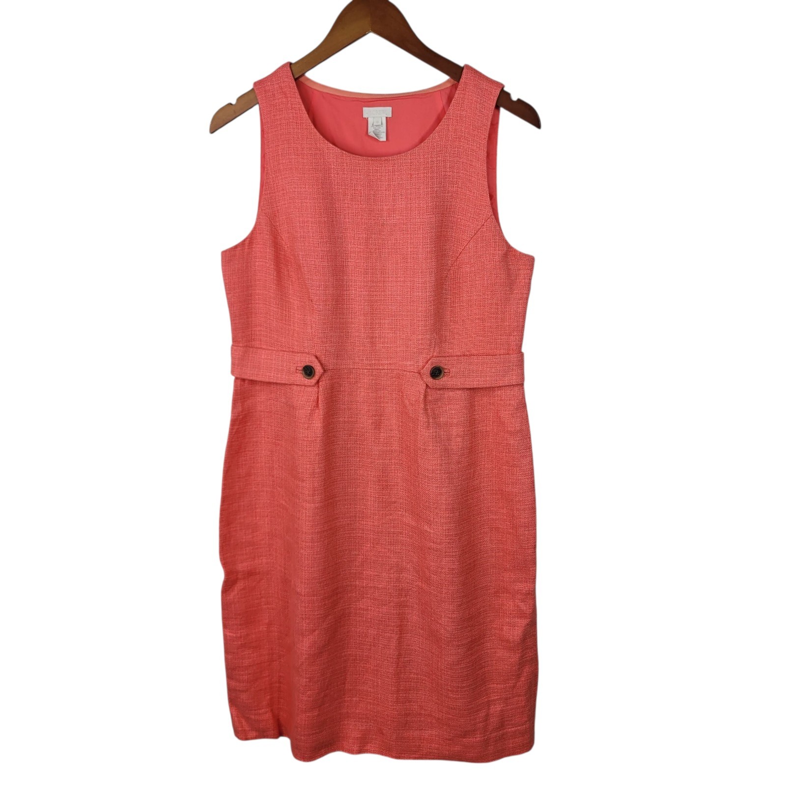 J Crew Dress Sz 8 Professional Career Sheath Linen Jute Party Orange Peach Pink