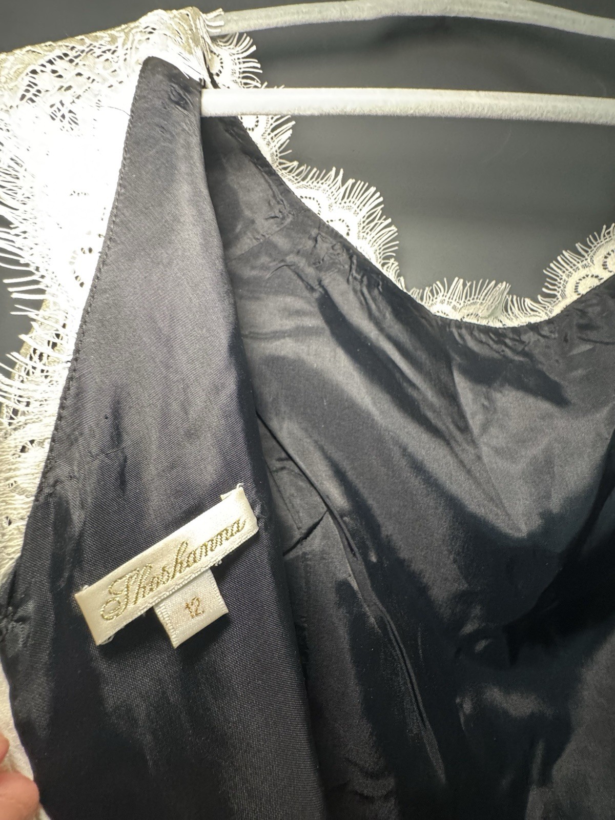 Shoshanna White/Black Floral Lace Overlay V-Neck A-Line Lined Dress 12