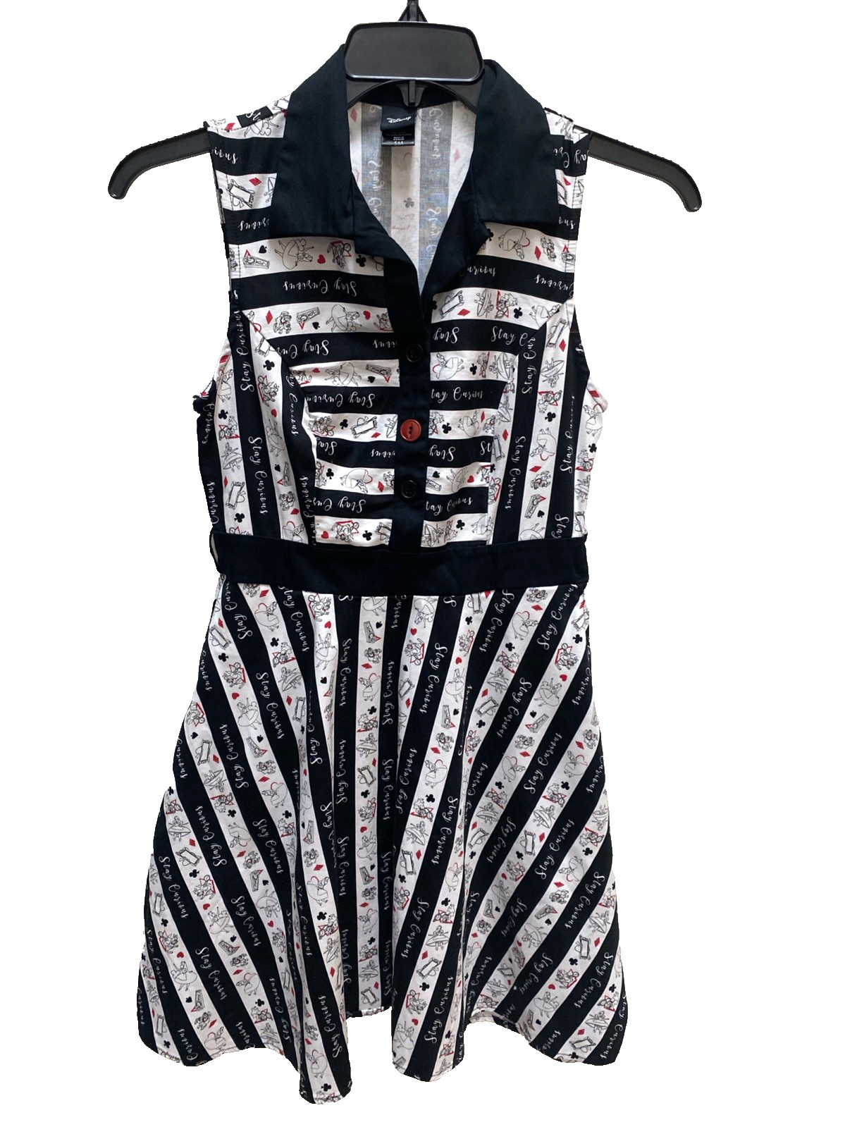 Disney Alice In Wonderland Stay Curious Black / White Dress size Small