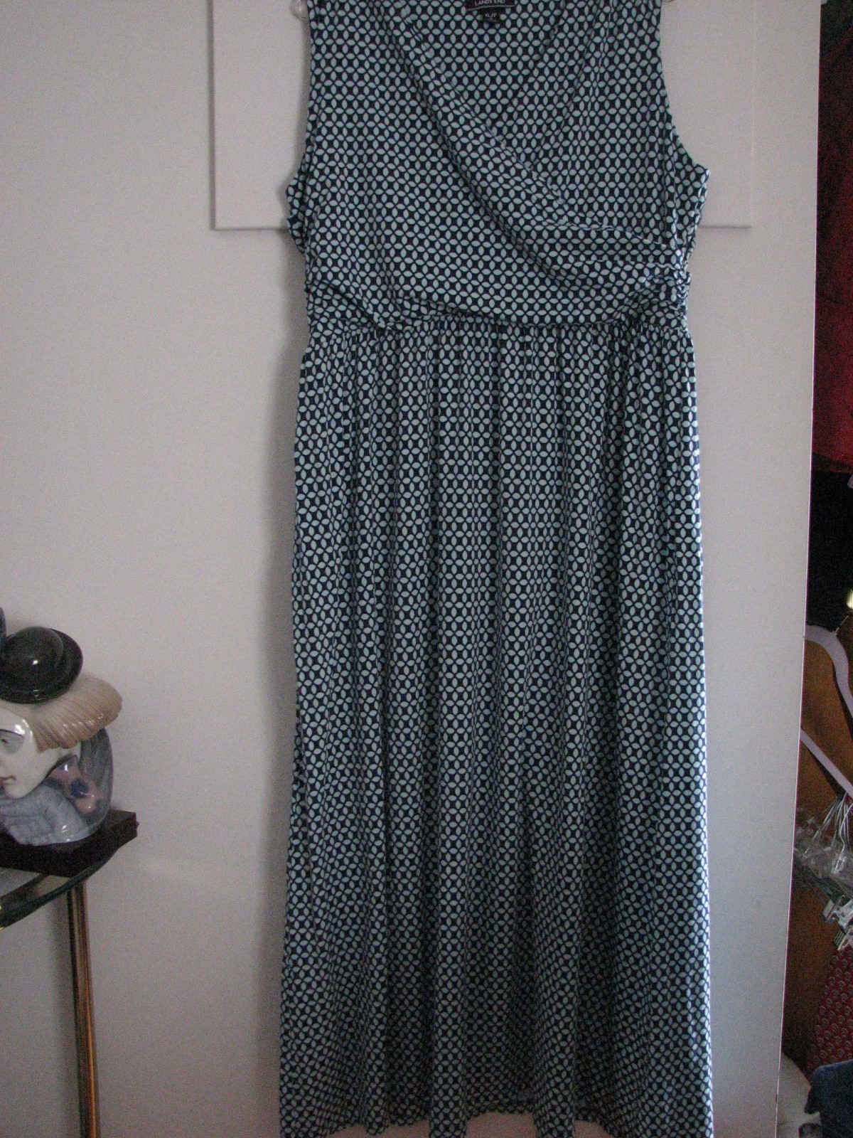 Lands End Maxi Dress Size PXL Sleeveless Blue Stretch XLarge Petite Long 18P EUC