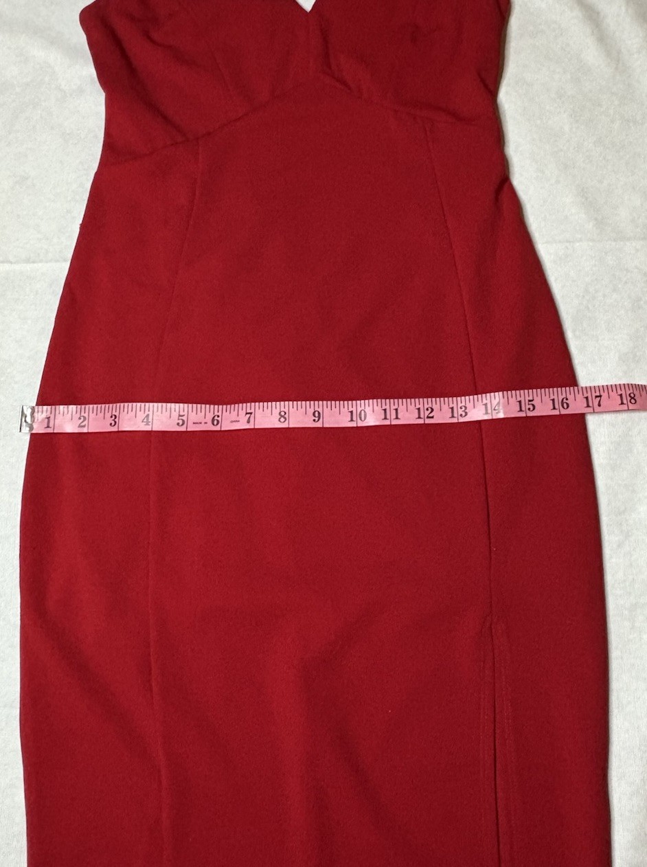 Lulus Women’s Small Red Sleeveless Dress A-Line Pencil V-Neck Slit