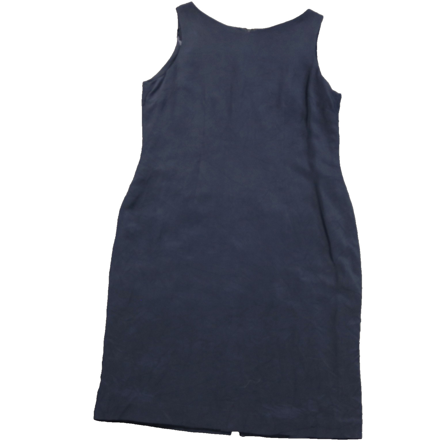 Amanda Smith 100% Silk Knee Length Sheath Dress Career Sleeveless Navy Blue 18