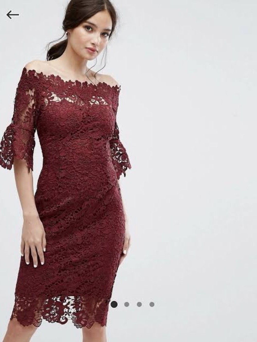 Paper Dolls Petite Women’s Lace Crochet Sheath Dress – Burgundy