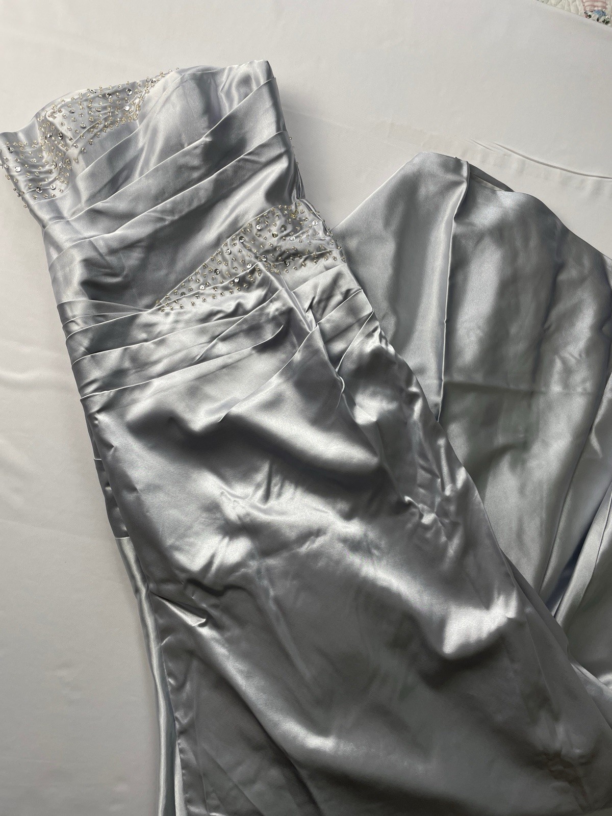 CUSTOM HAND MADE SATIN FORMAL EVENING PROM GOWN DRESS Size 4 – Beaded, Corset