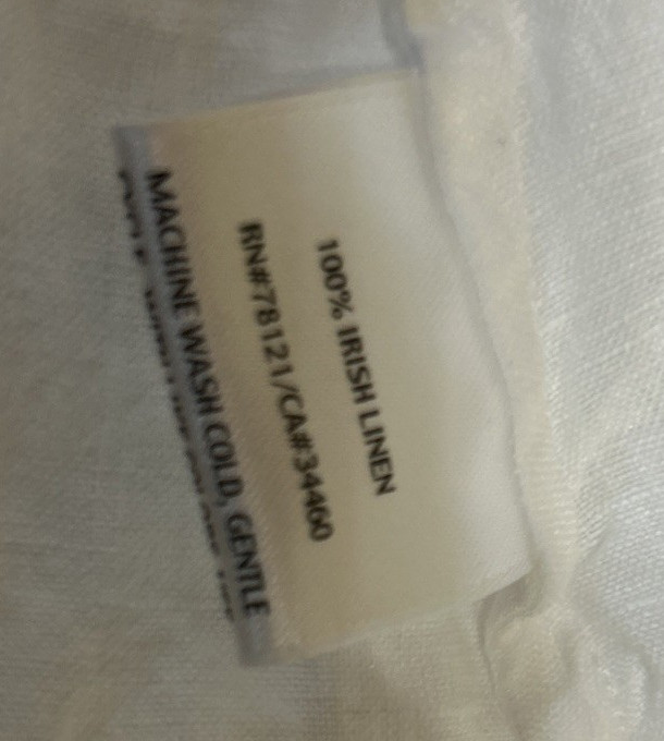 EILEEN FISHER White Irish Linen Handkerchief w/Ties Lagenlook Dress Size Small