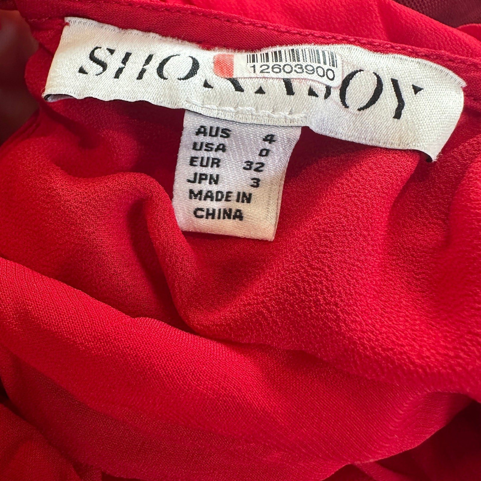 Shona Joy Red Plunging Chiffon Gown SIZE 0 Formal Draped Maxi Dress $440 Flaw