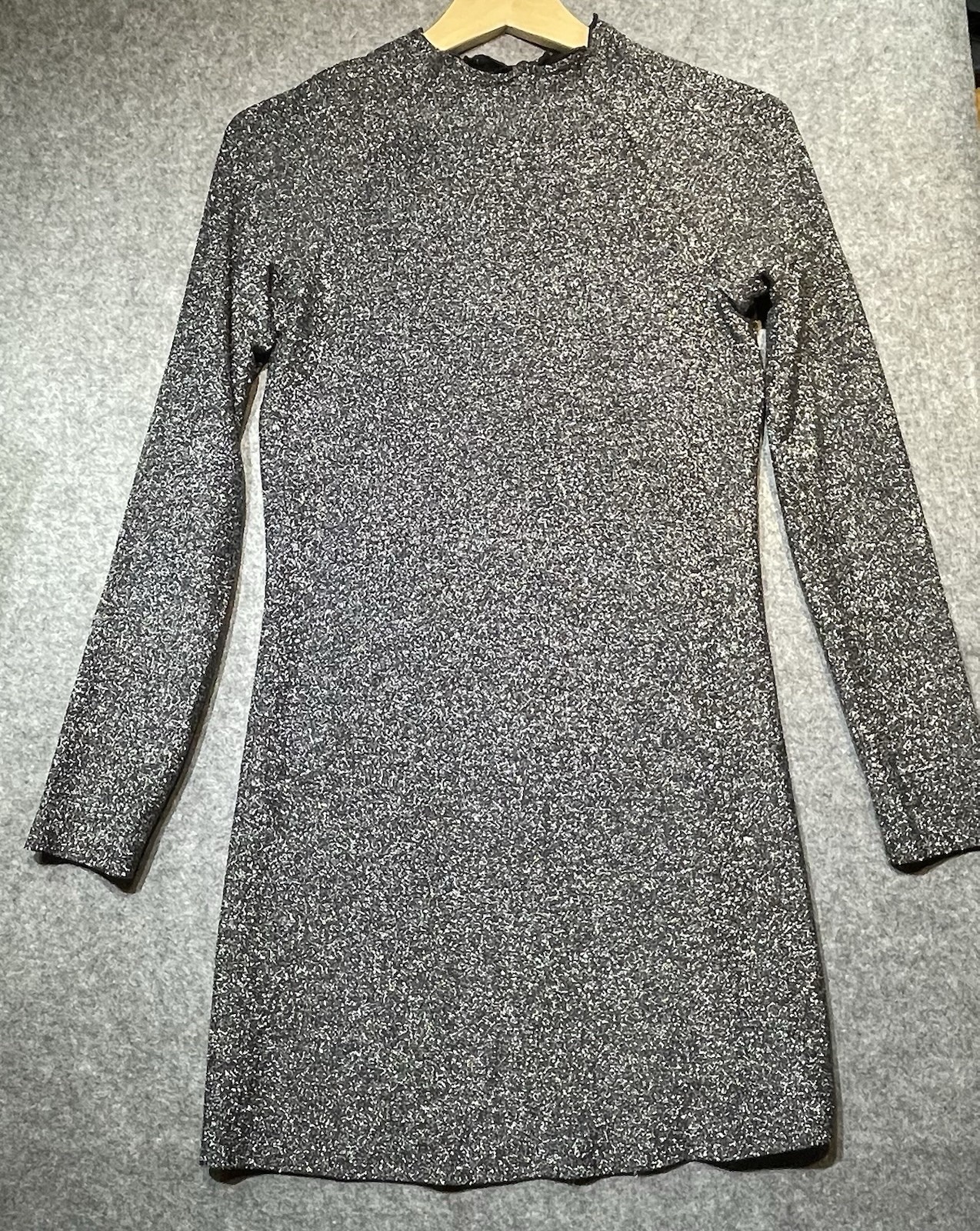 NEXT Metallic Silver Bodycon Dress UK 6 Party Evening Stretch New With Tags