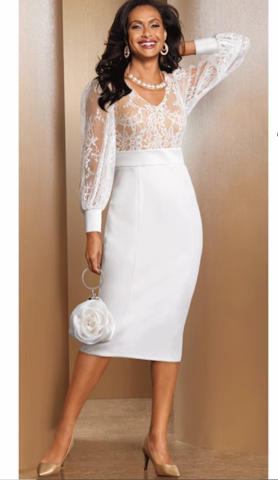 Sz 12 Midnight Velvet Ivory Formal Wedding Party Church Carly Lace Sleeve Dress
