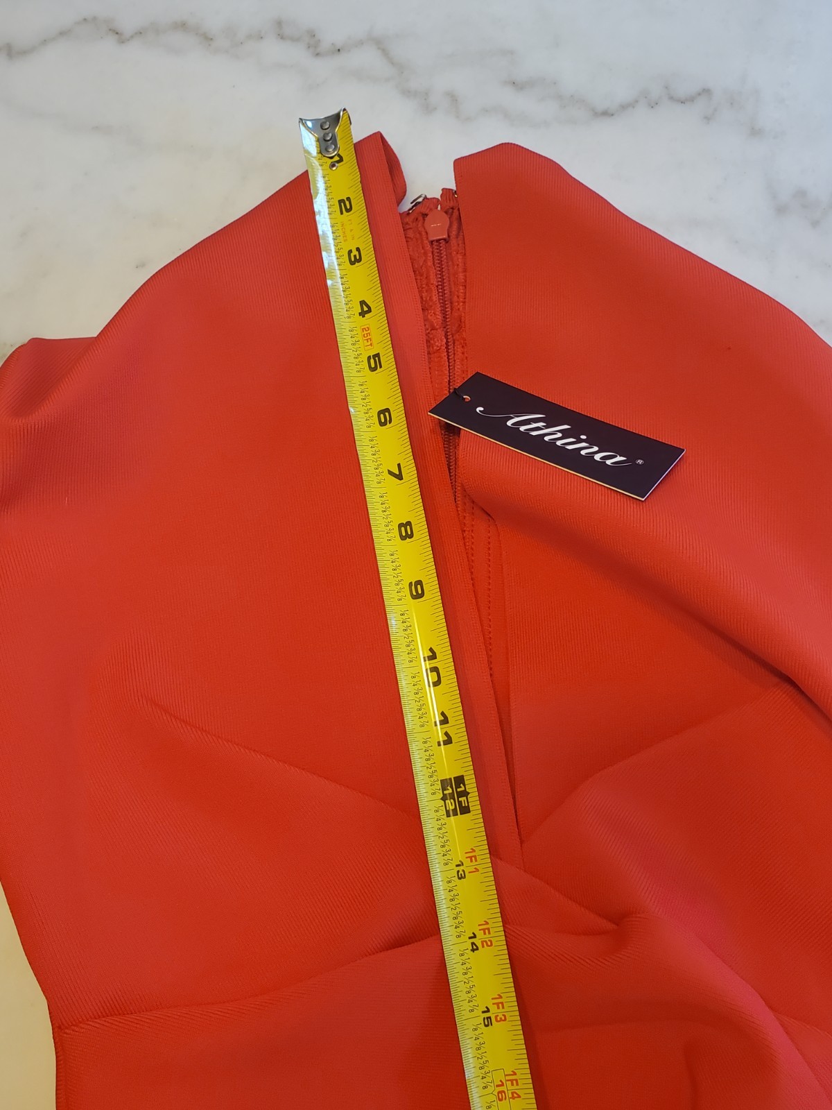 Athina Stretch open front back Zippered Long Sleeve Red midi Dress Women’s S F10