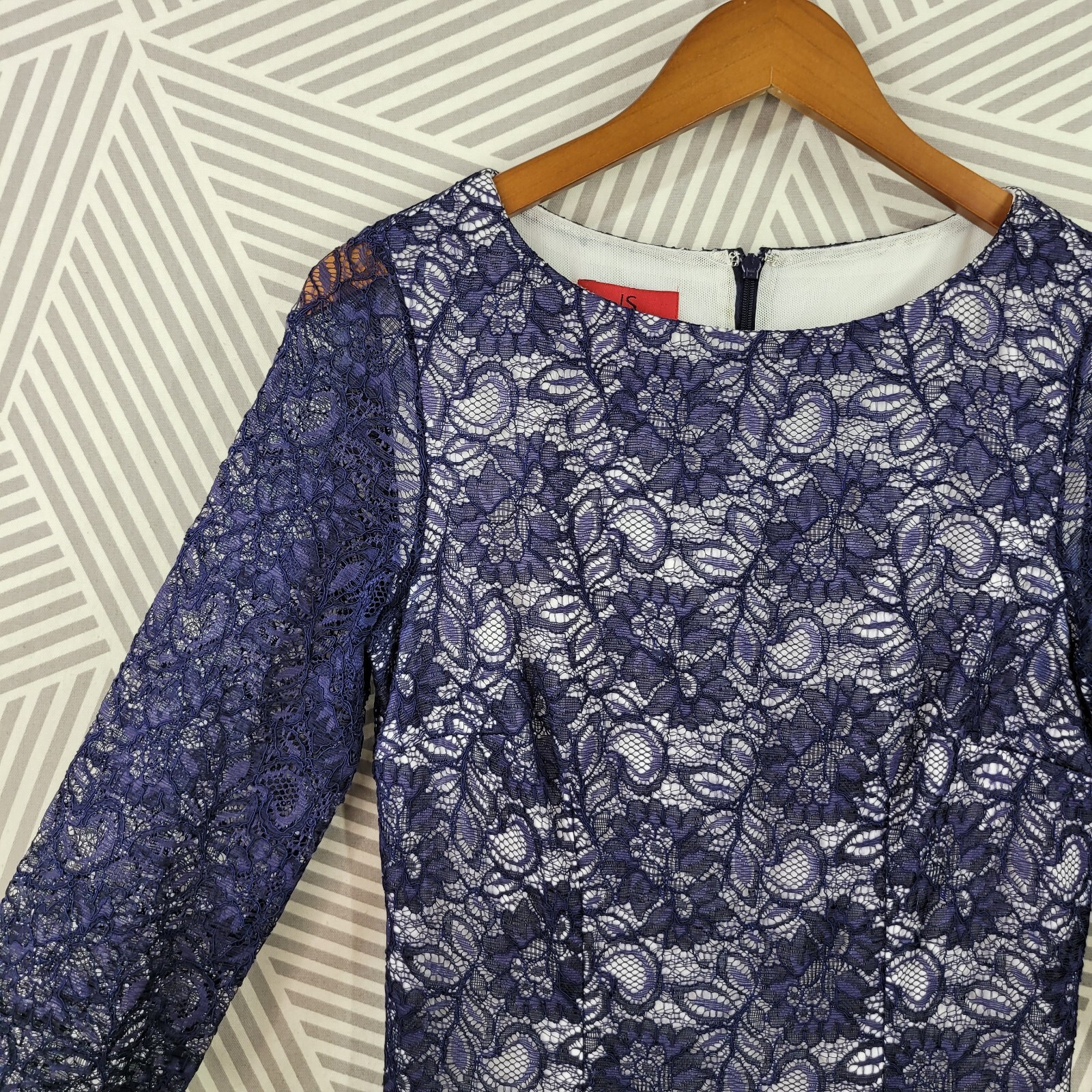 JCLS Collection size 6 Lace Dress Stretch cocktail Lined party Navy Blue