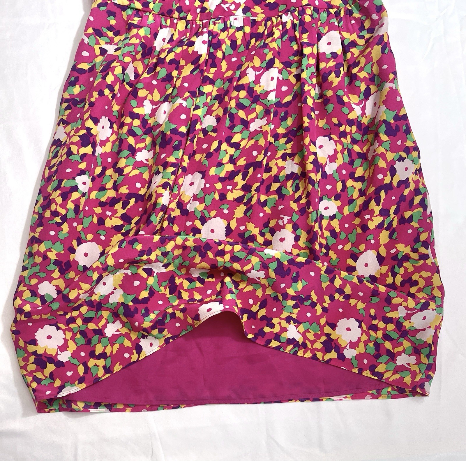 Shoshanna Neiman Marcus Floral One Shoulder Short Dress Pink 8 Medium Cocktail