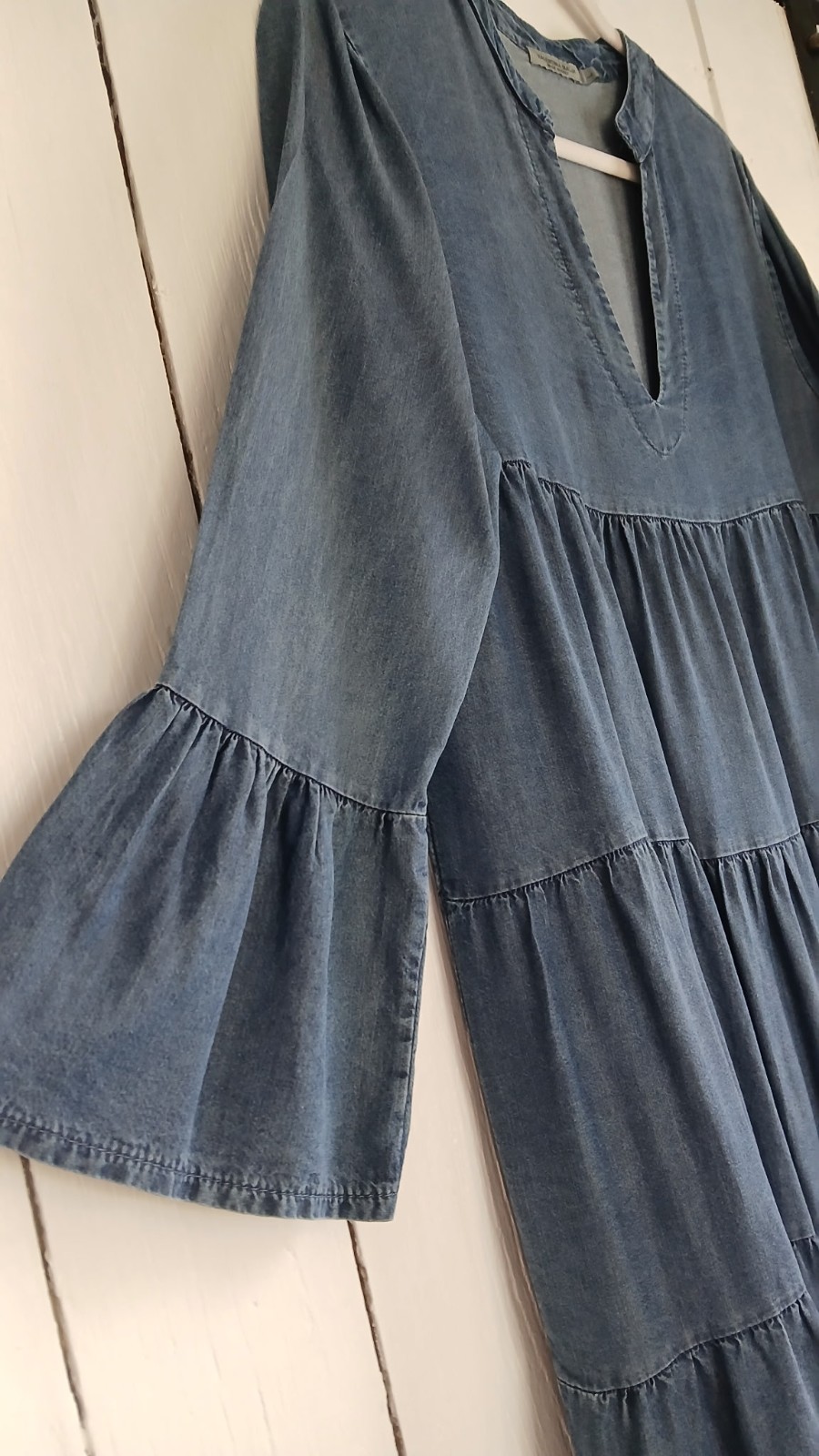 Valentina Naldi Dress. Large, Blue, Chambray. Made In Italy