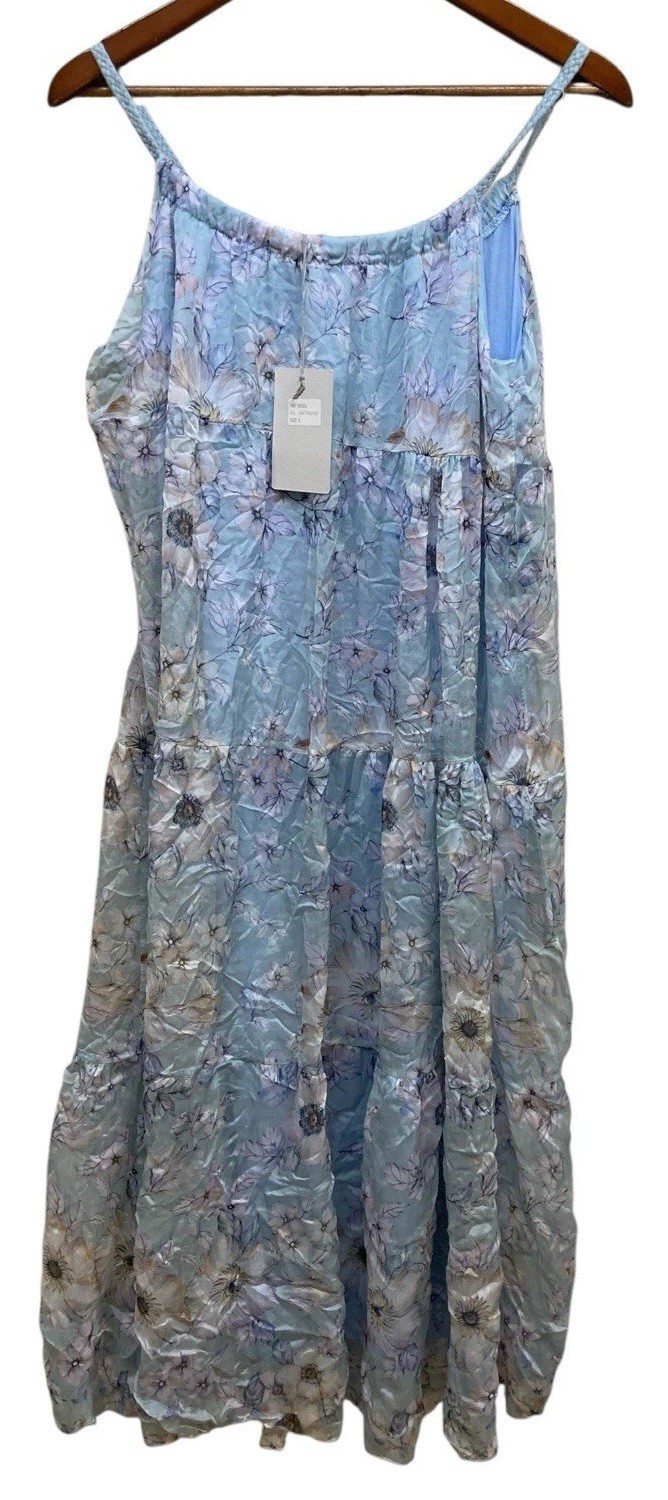 ELENA BALDI Dress Small Blue Lined Rope Silk Blend Paneled