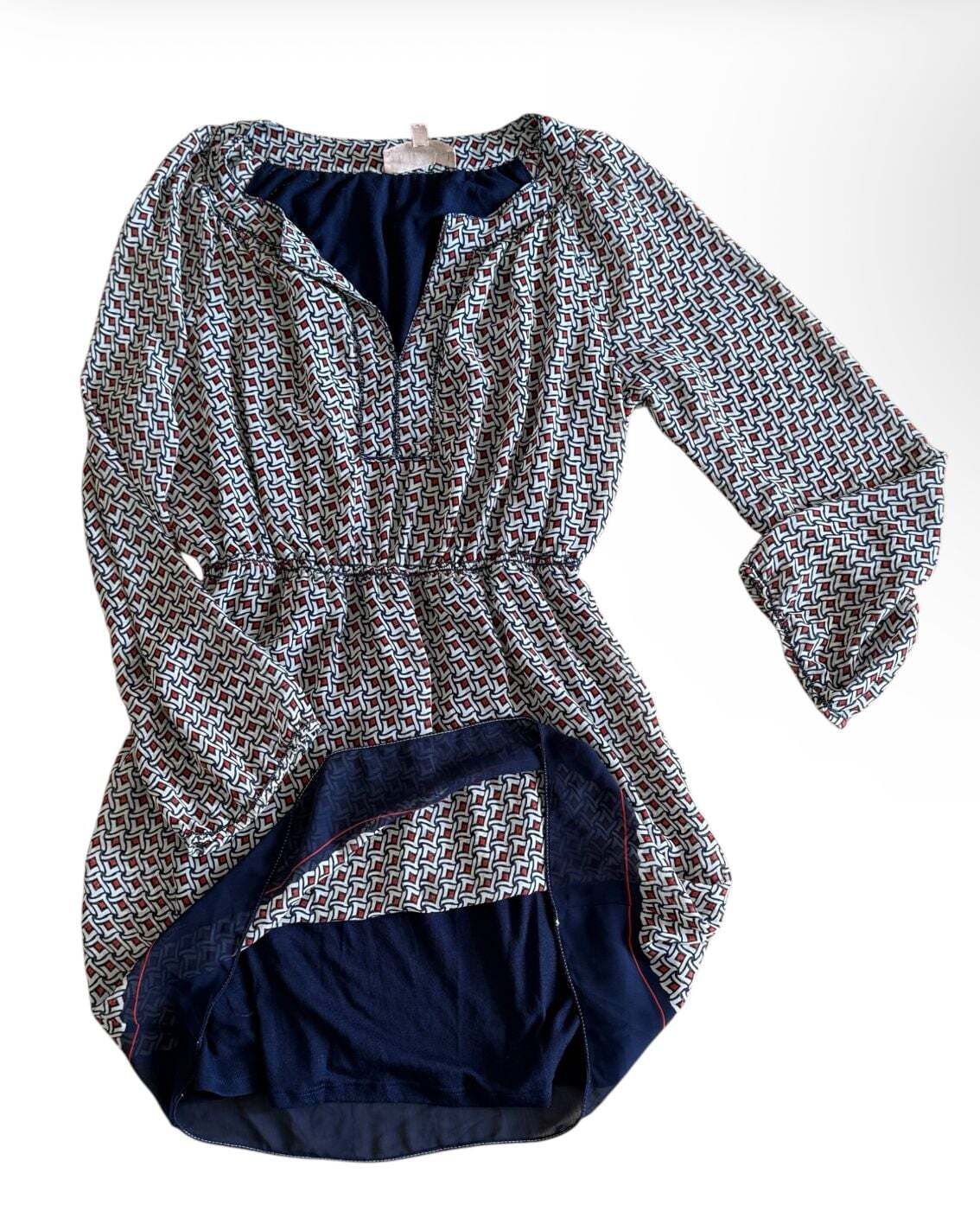 Geometric Patterned Long Sleeve Dress