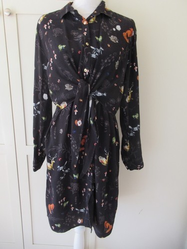 Anthropologie Vilagallo Woodland Creature Mushroom Fox Owl Reindeer Dress 40