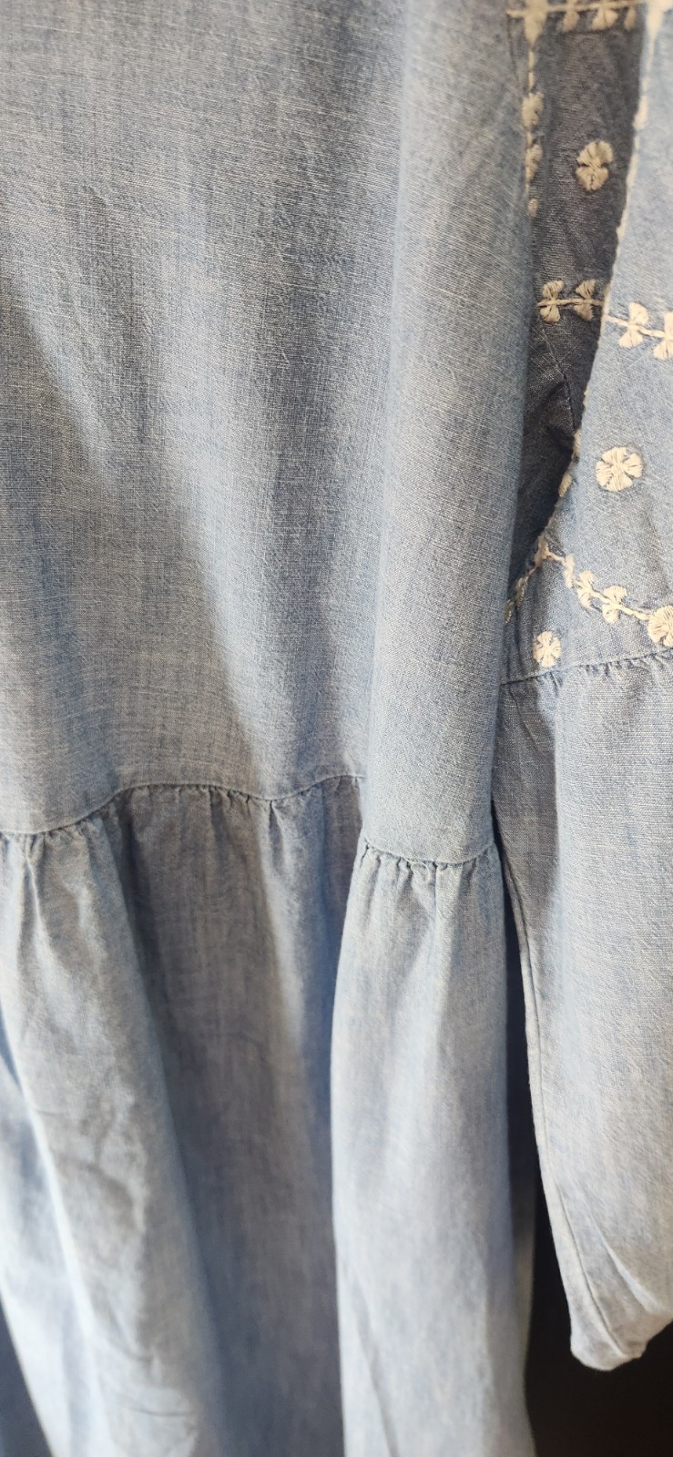 Old Navy Women’s Plus 3X Chambray BOHO Babydoll Embroidered Sleeved Dress