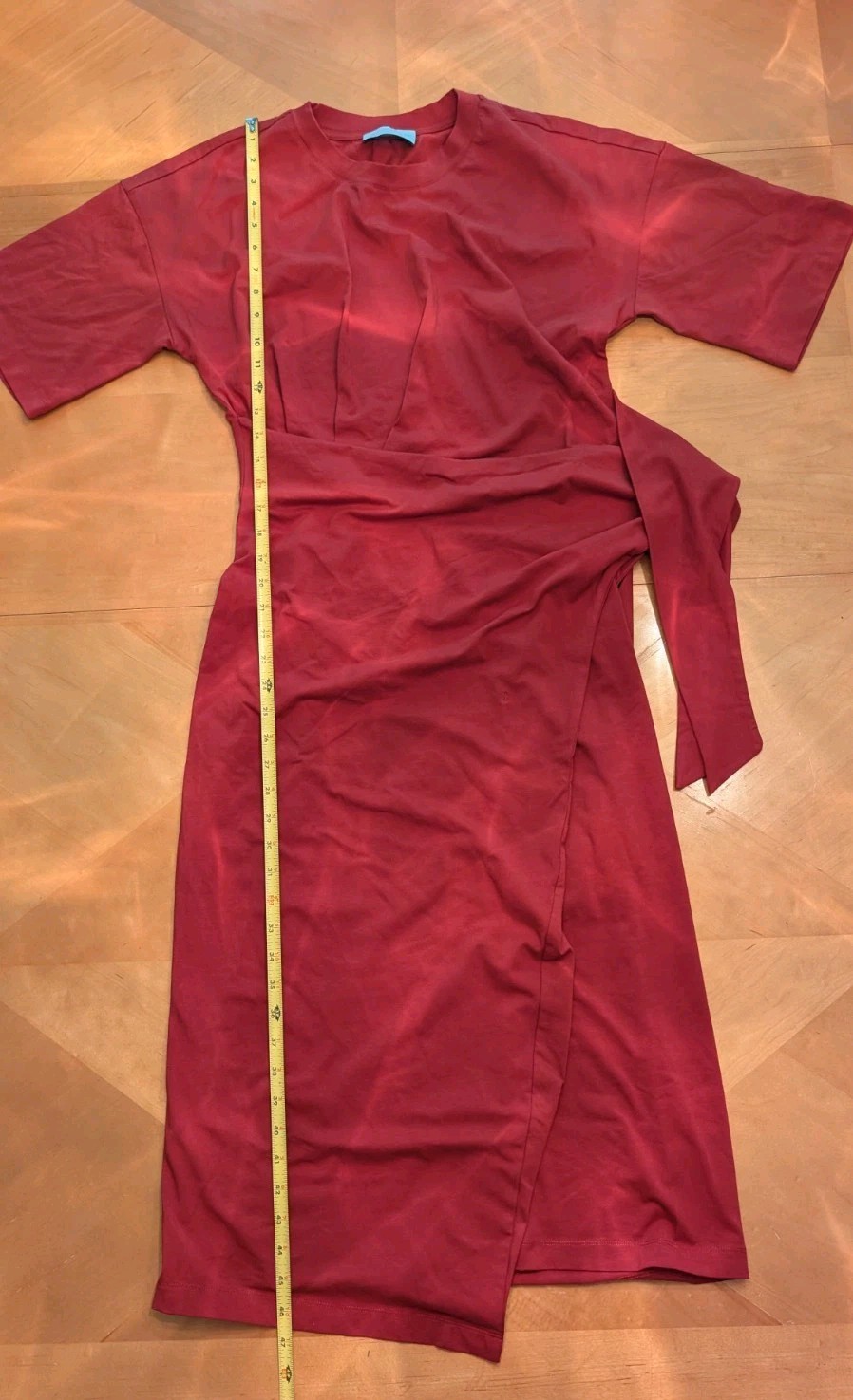 Modern Citizen Noa Organic Cotton T-Shirt Wrap Red Dress Minimalist Sz L