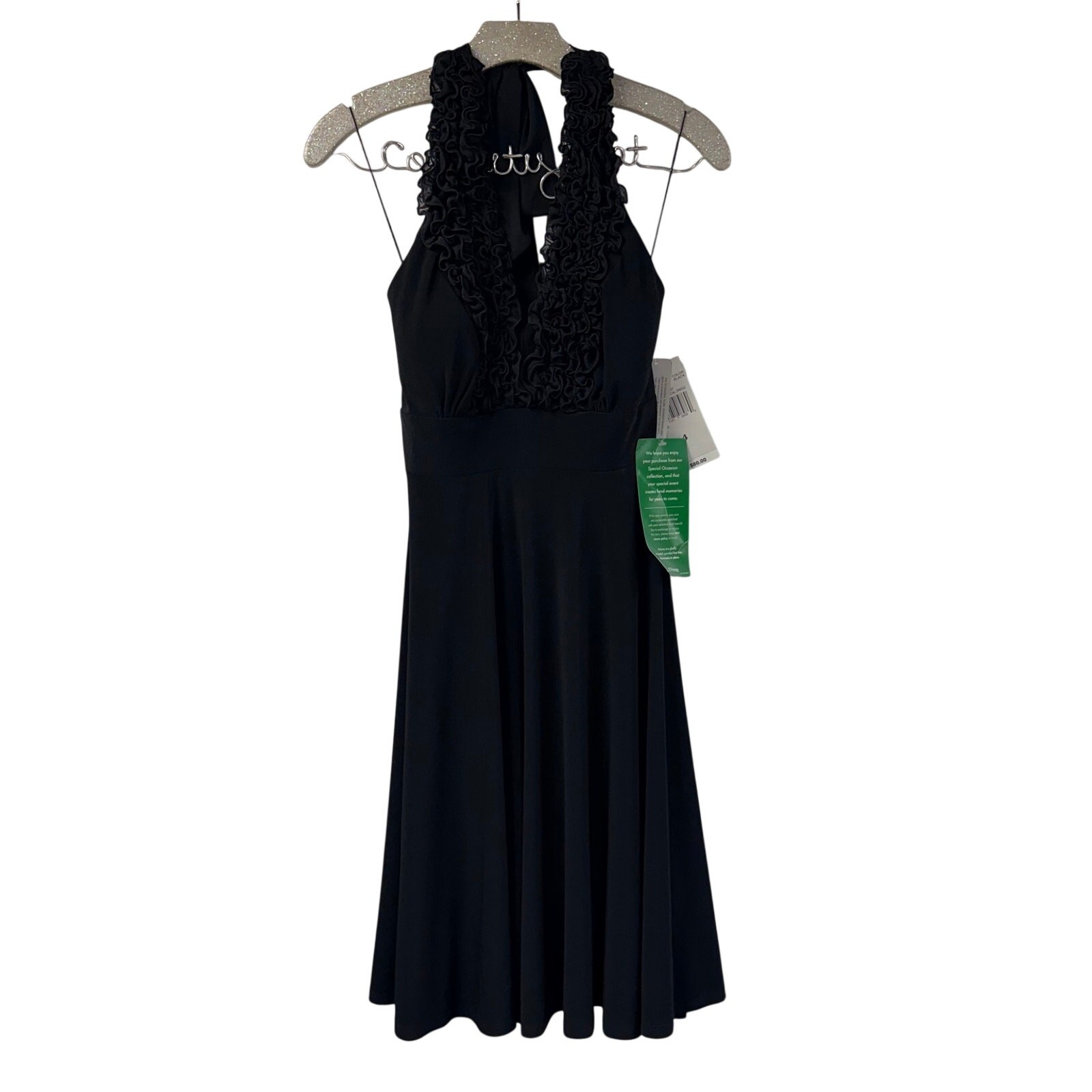 Blu Sage Little Black Dress Halter Ruffle Size 4 Deadstock Party Homecoming