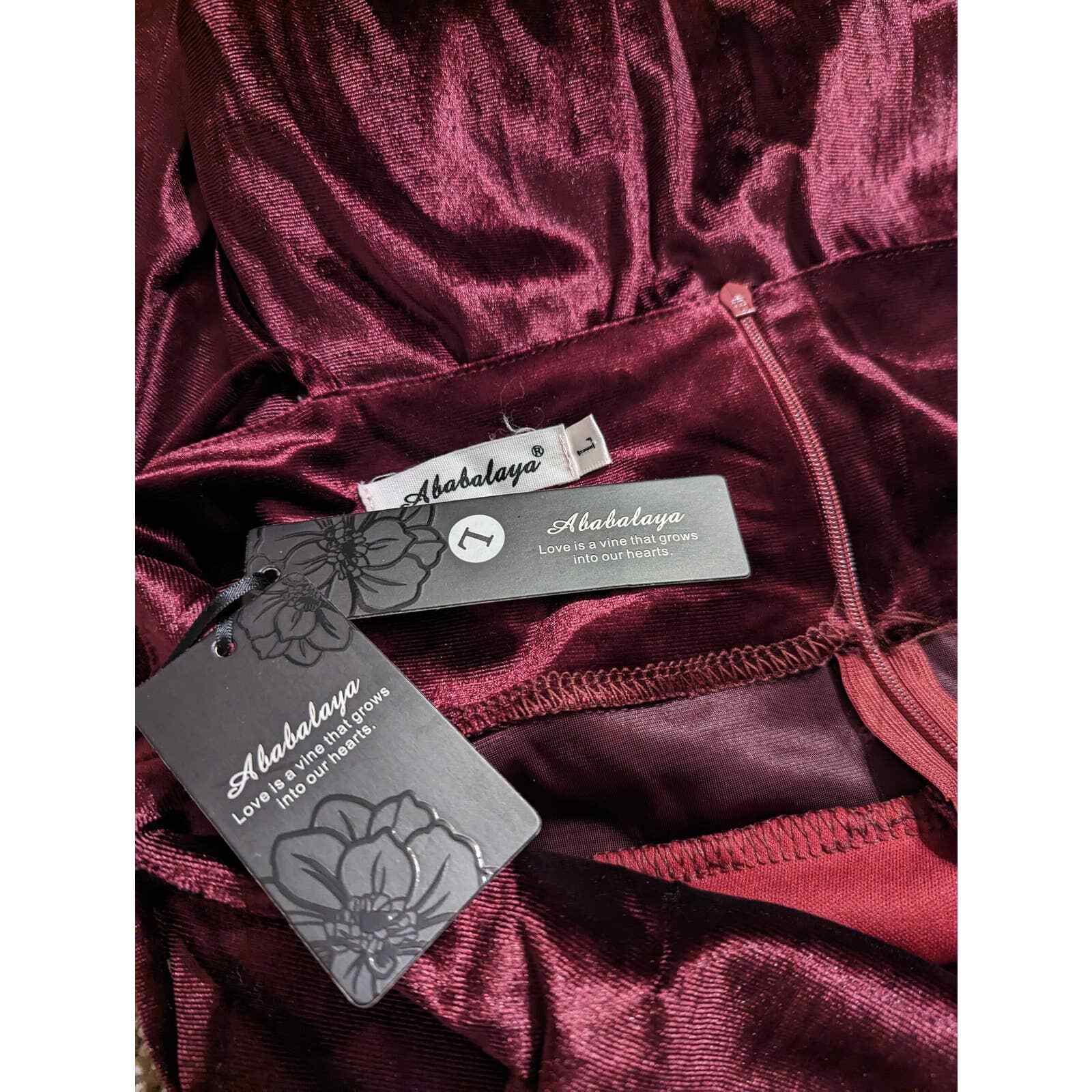 Ababalaya NWT velvet burgundy elegant spaghetti strap maxi dress women’s large