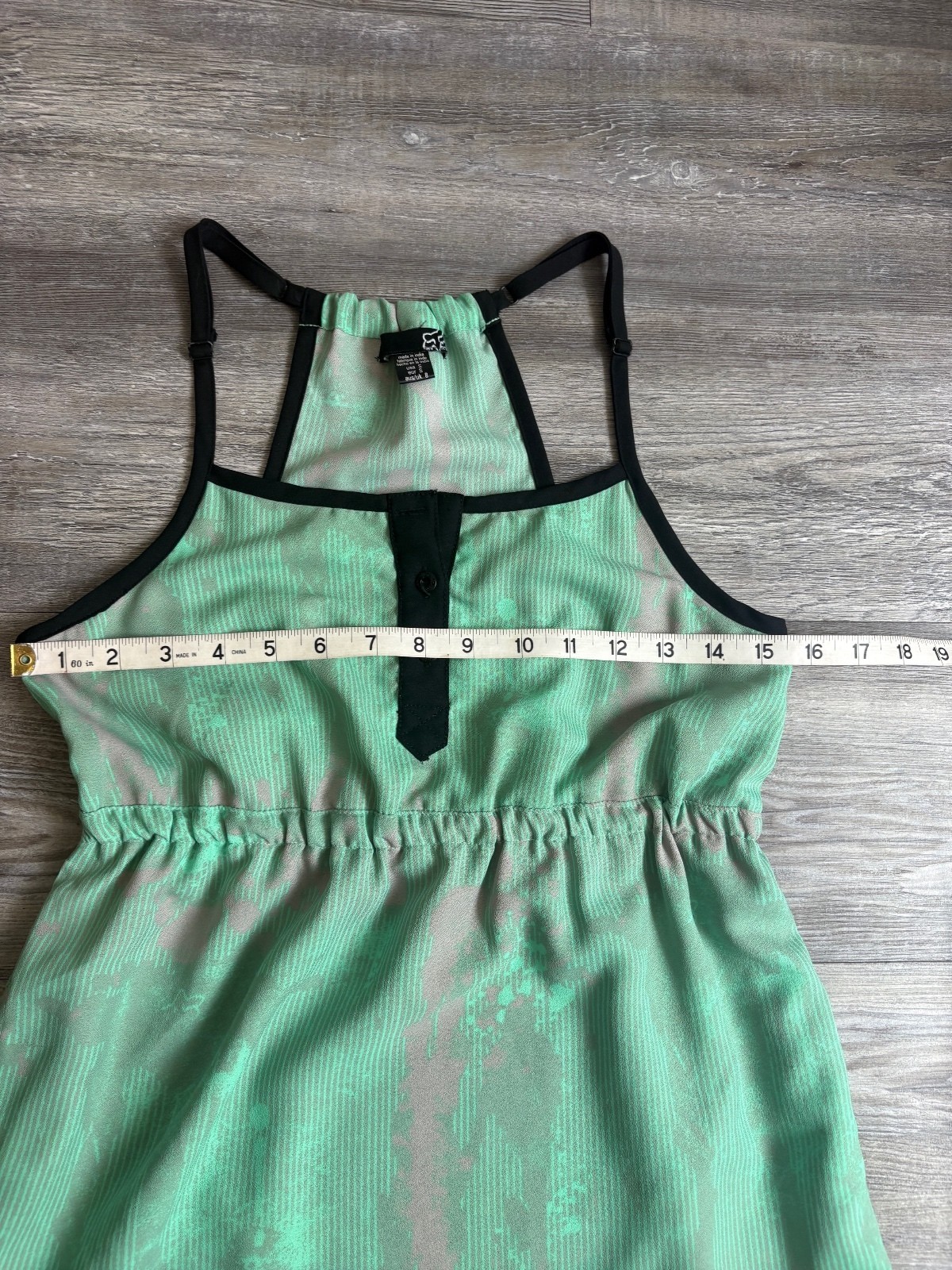 Fox Mint Green Summer Dress with Black Trim and Button Detail