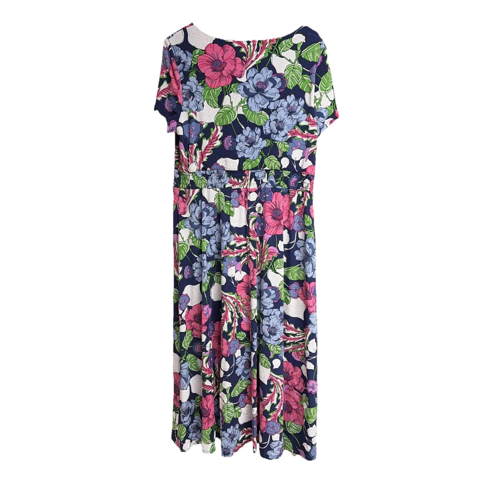 Perceptions NY Pink Blue Floral Midi Dress Sz L NWT Spring Easter Church Casual