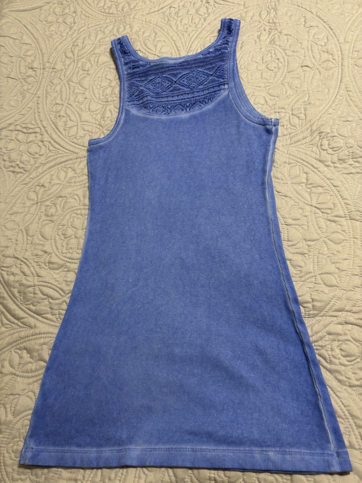 Mossimo Supply Co.Y2KBlue Solid Knit Cotton Lace Tank Scoop Neck Shift Dress M/M