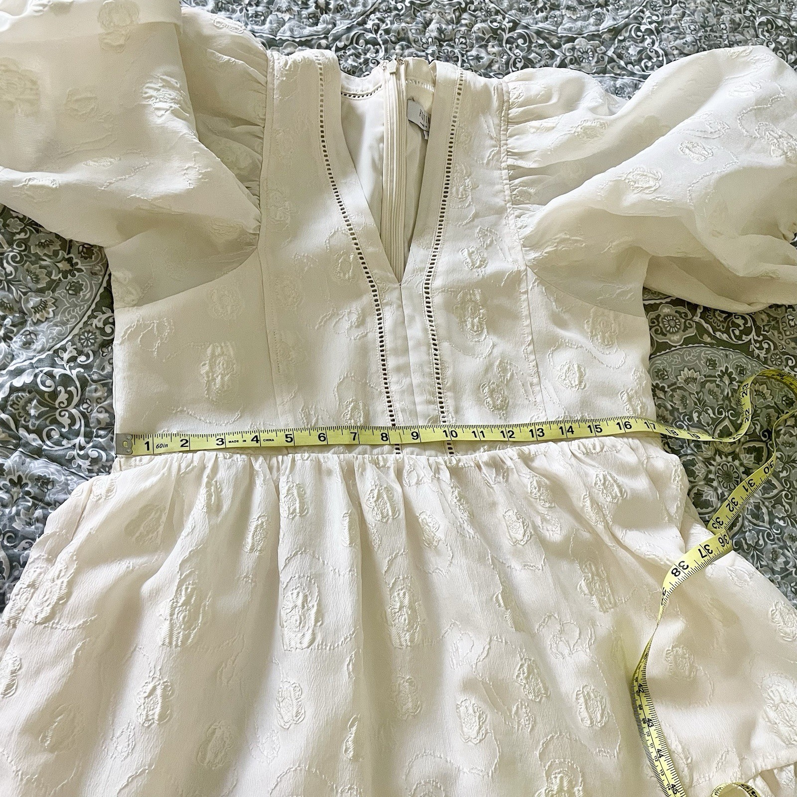 Hunter Bell Gaille Dress Jacquard Flowers Ivory Bridal Preppy Peasant Luxury L