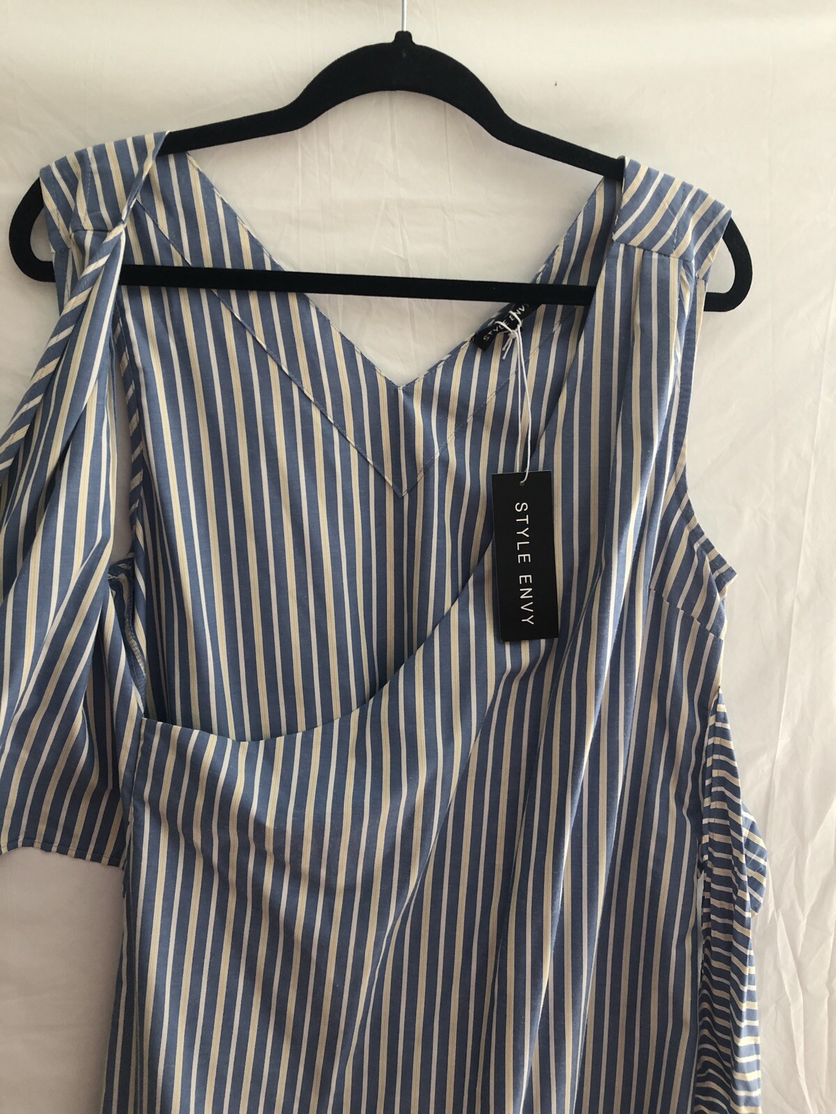 Style Envy Wrap Dress sz L Large Summer Womens Navy White