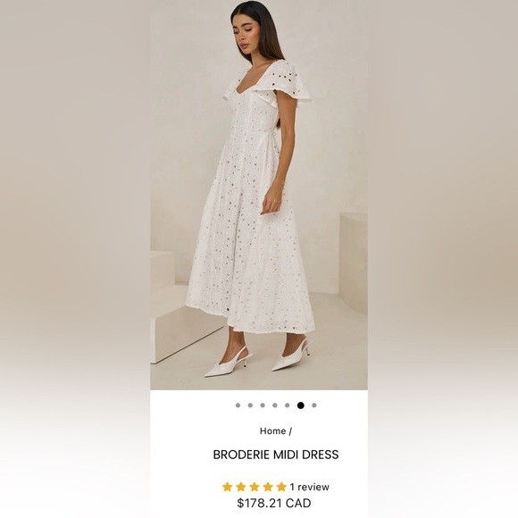 NWT Size MP – Extro&Vert Ada Flutter-Sleeve Broderie Midi Dress