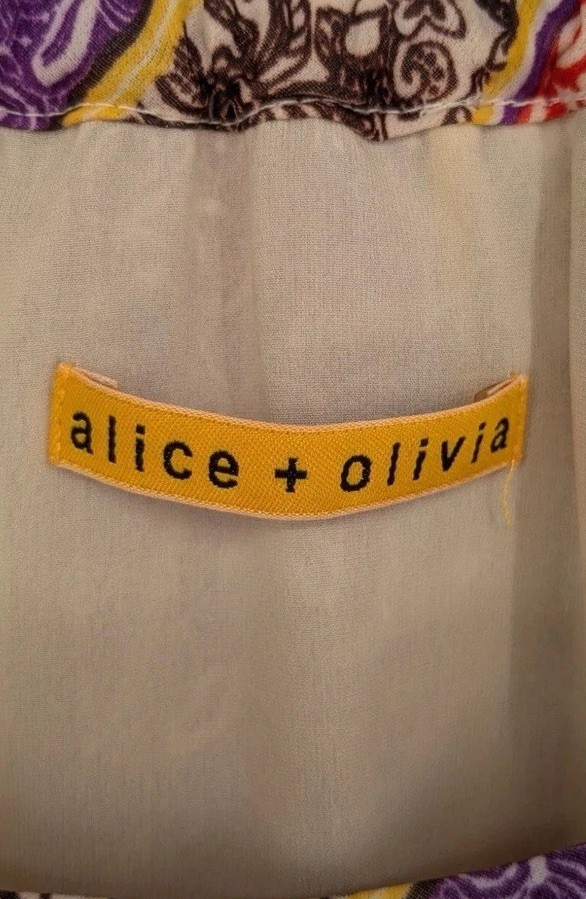 Alice + Olivia Patchwork Mini Dress S Designer Sheer Strappy Slip Festival Tunic