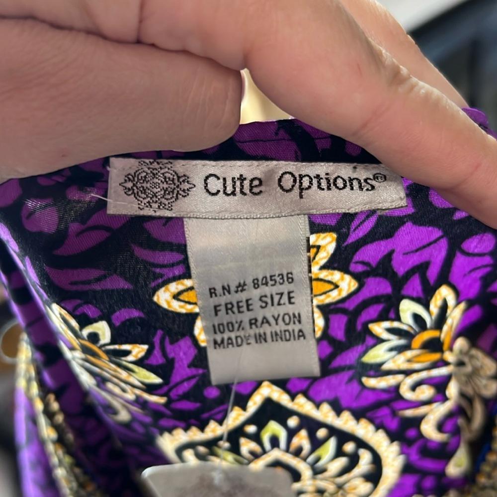 NWT Cute Options Kaftan Kimono Purple Women OS M Hippie Boho Maxi Egyptian Dress