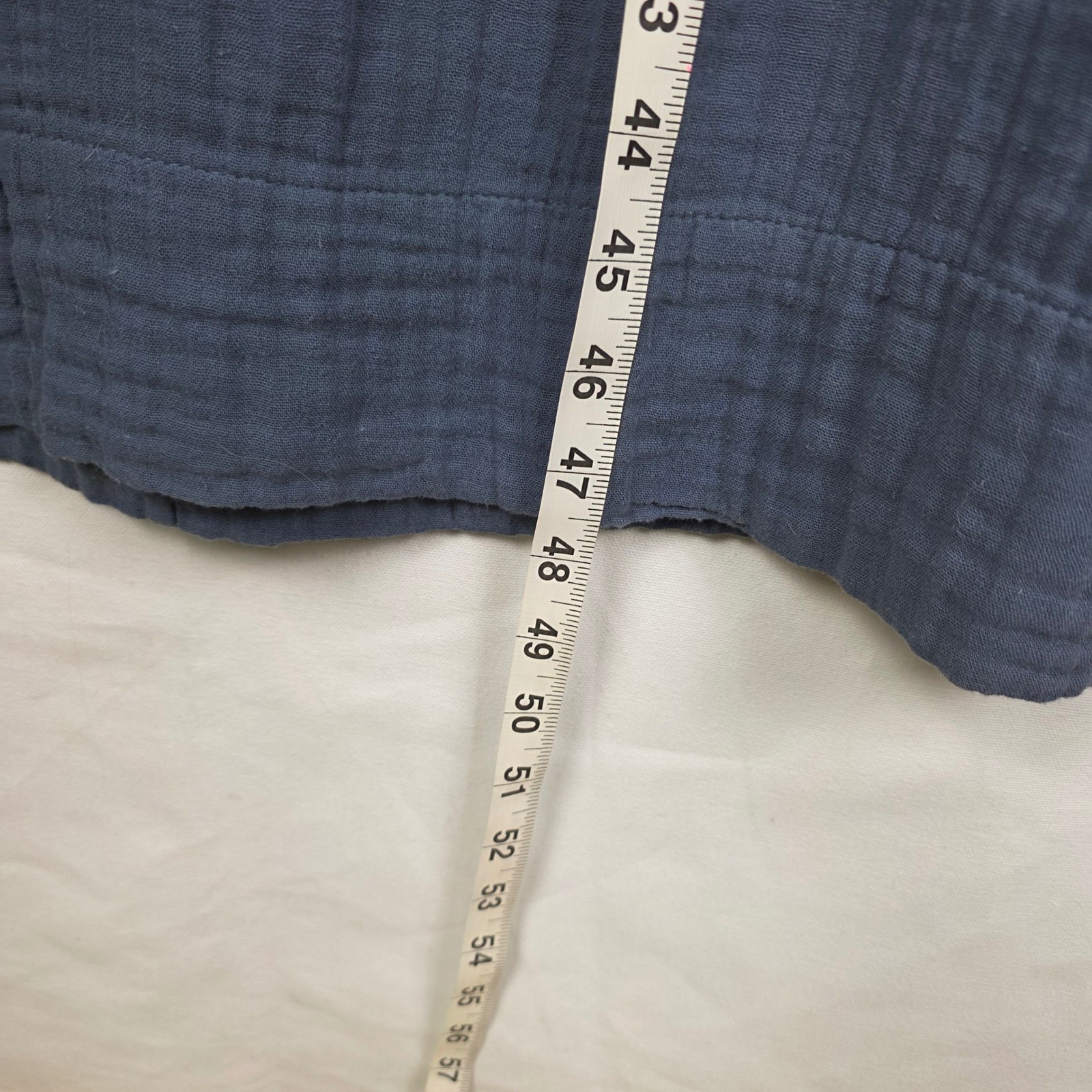 Stark X Blue Double Gauze Cotton V-Neck Midi Dress Pockets Style 2135X Small