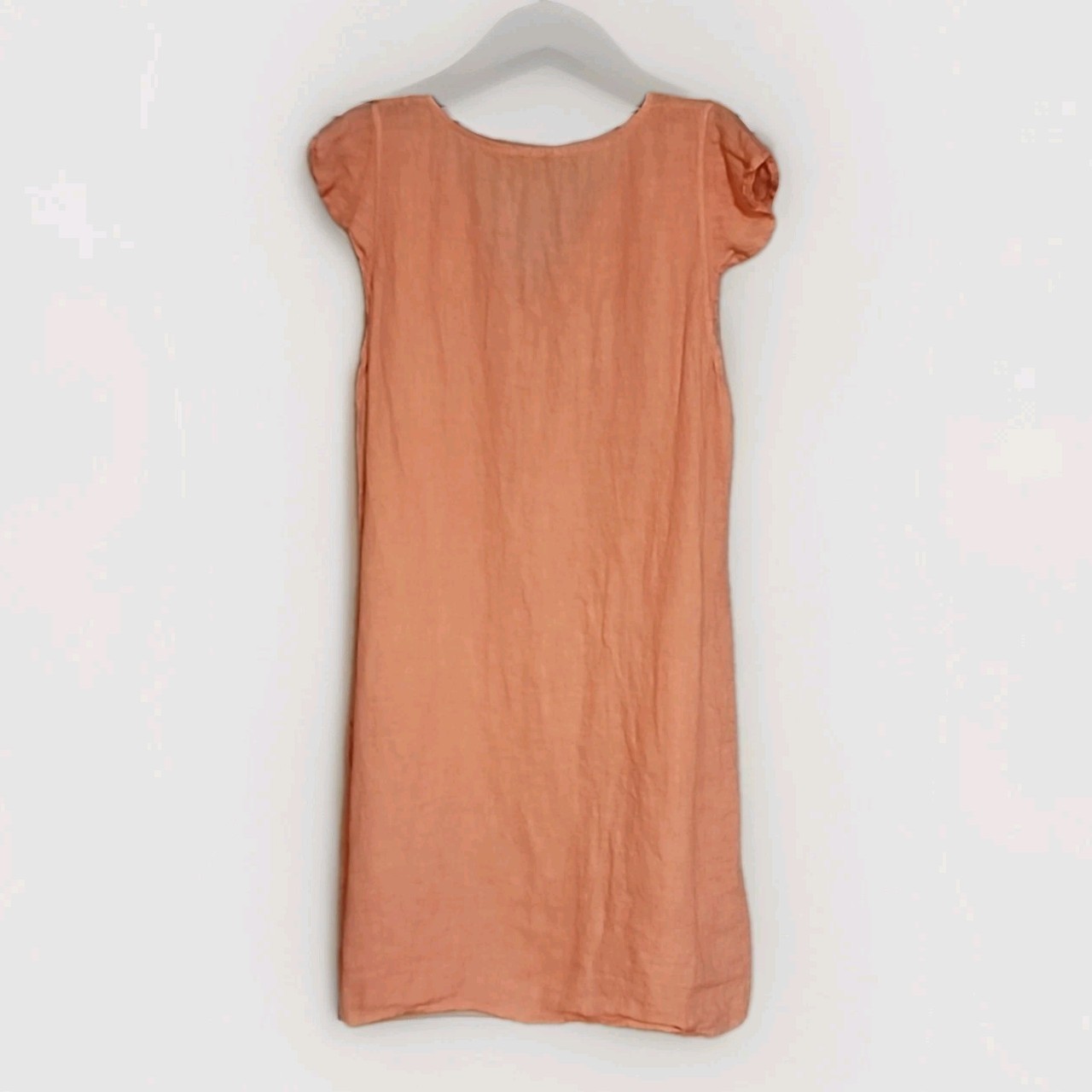 Valentina Naldi Peach Linen Shift Dress M Medium Short Sleeve Made In Italy R2