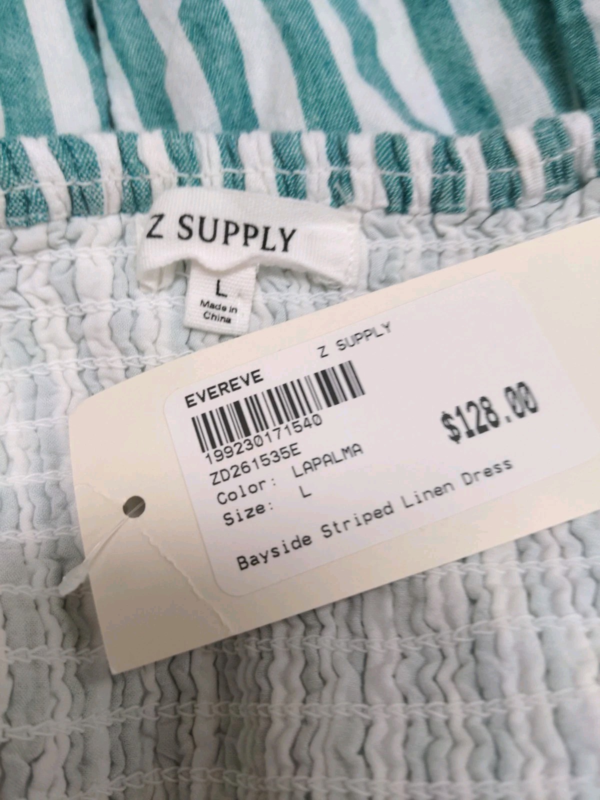 New Z Supply Bayside Stripe Linen Maxi Dress La Palma Sz L