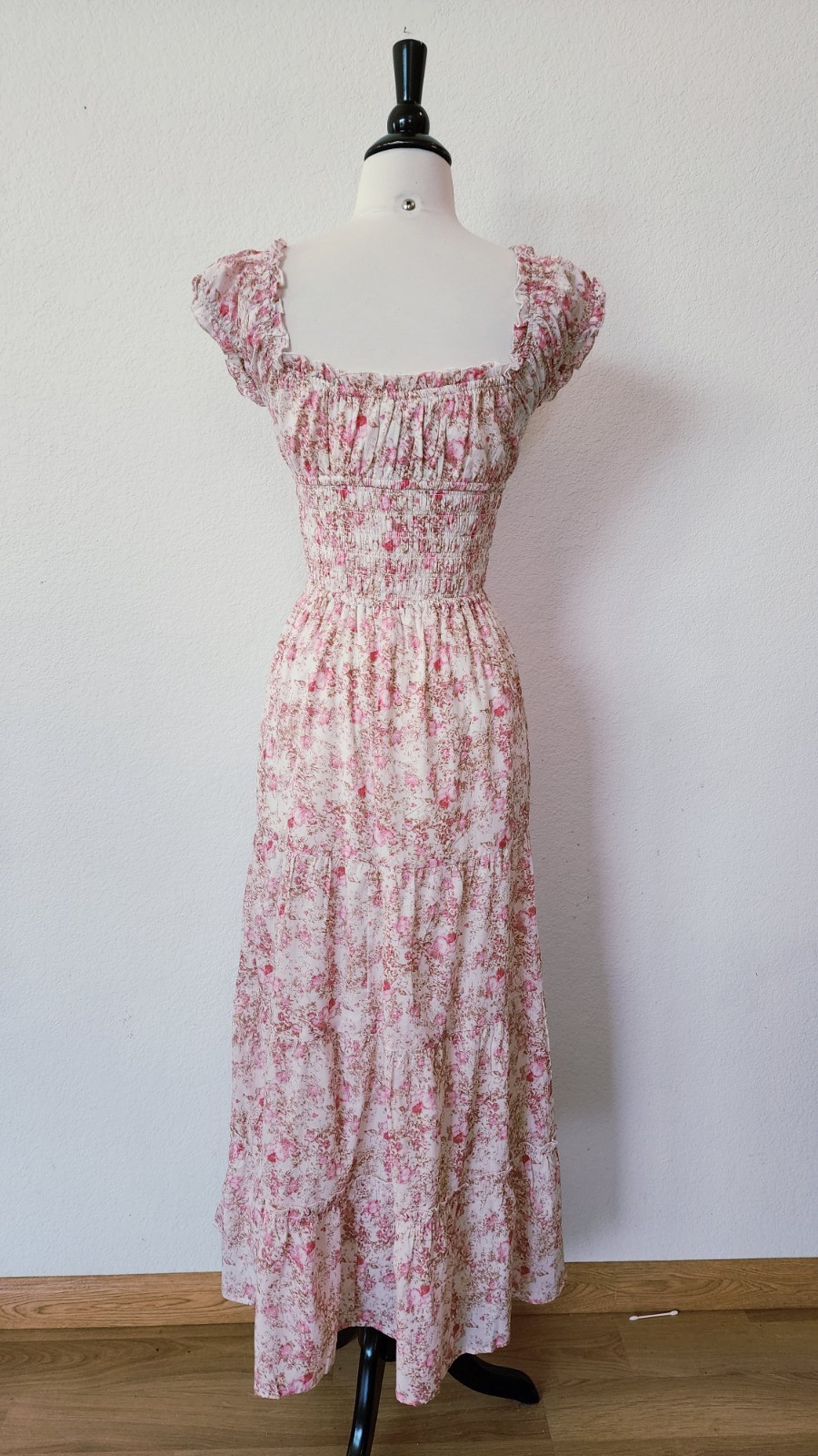 New Anthro Midi Dress Size Small Pink Bow Coquette Romantic Wedding Brunch