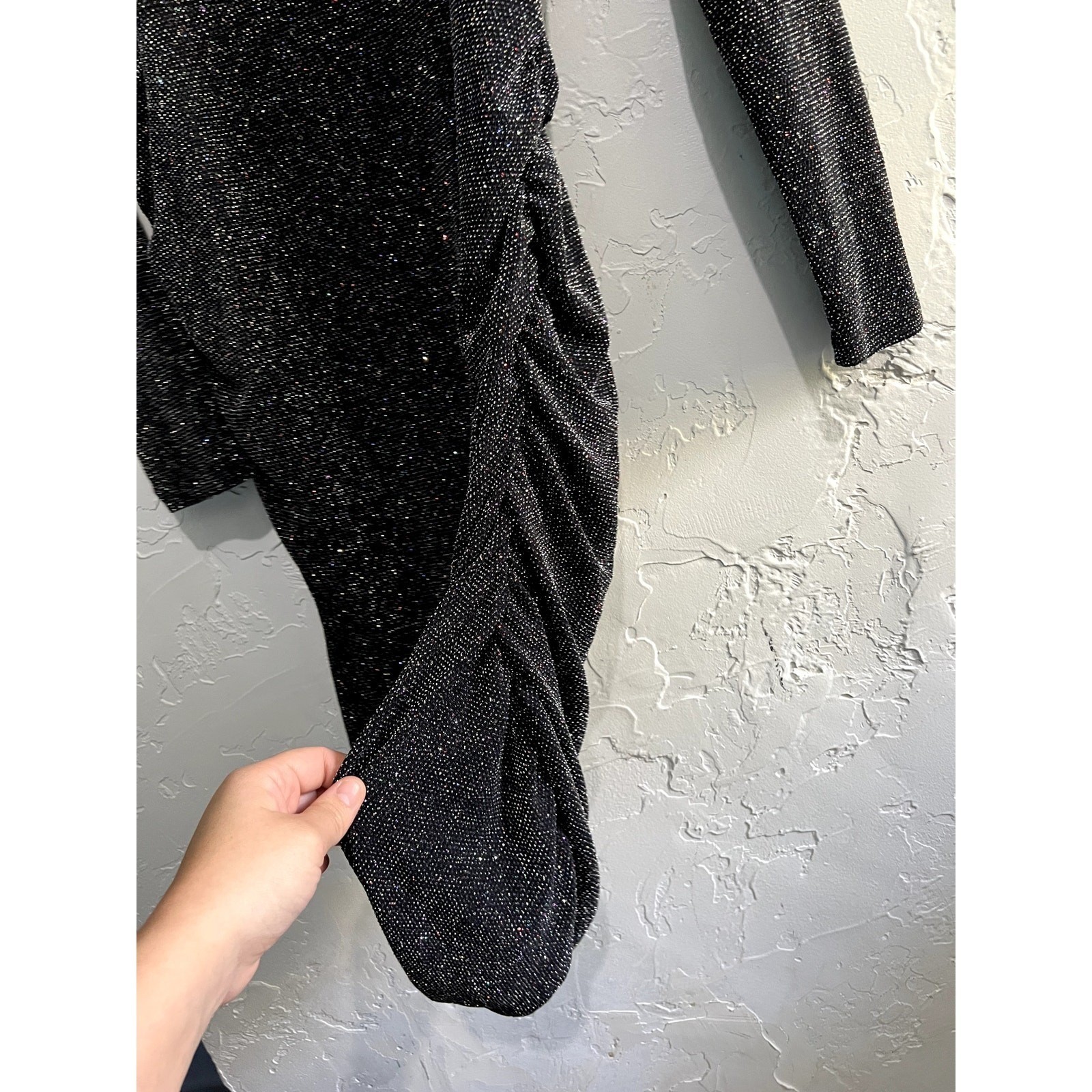 Free Press black sparkly bodycon long sleeve dress womens small evening cocktail