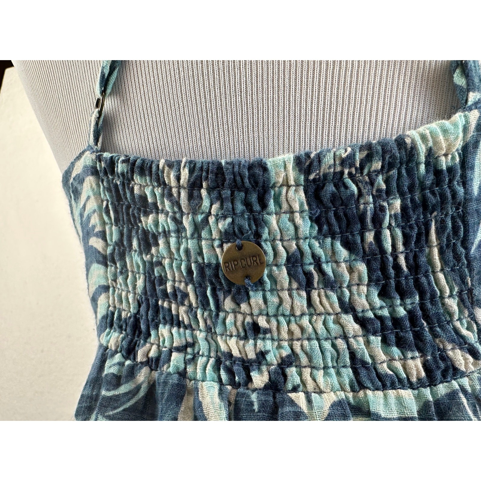 Ripcurl Palm Frond Printed Casual Surfer Girl Beachy Mini Dress Size Medium