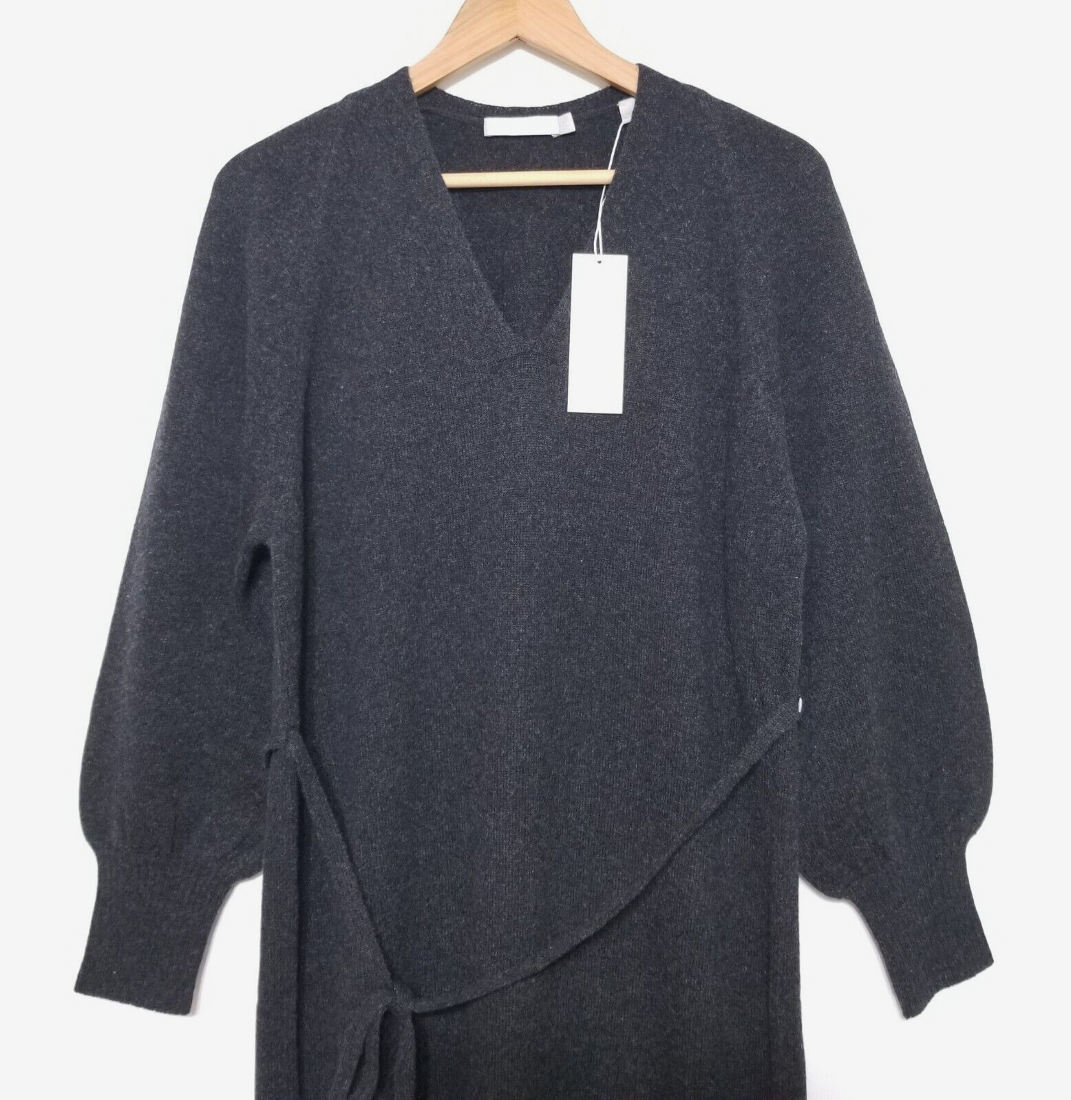 NWT Vince Wool Cashmere Blend Knit Midi Dress in Dark Grey Size S $395