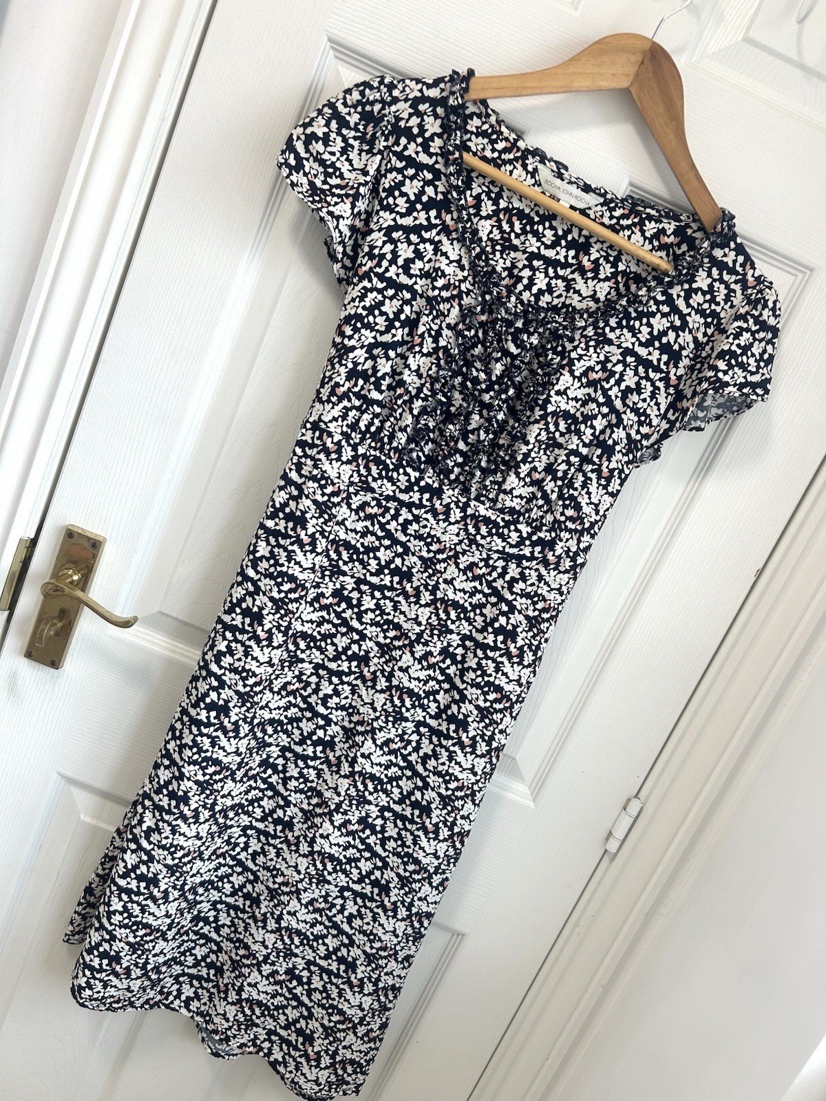 Rocha John Rocha Black & White Ditsy Floral Midi Tea Dress – Size 8