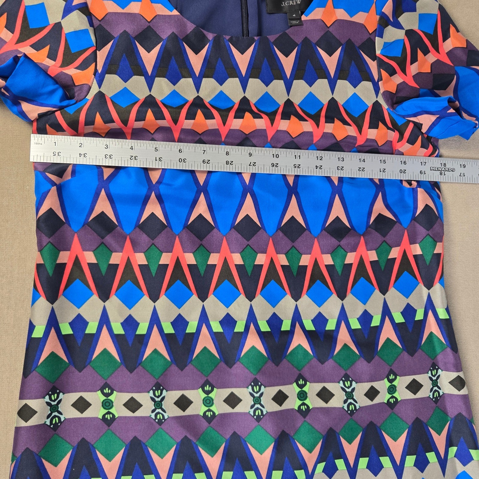 J. Crew Silk Gemstone Floral Geometric Print Short Sleeve Shift Dress 4 Lined