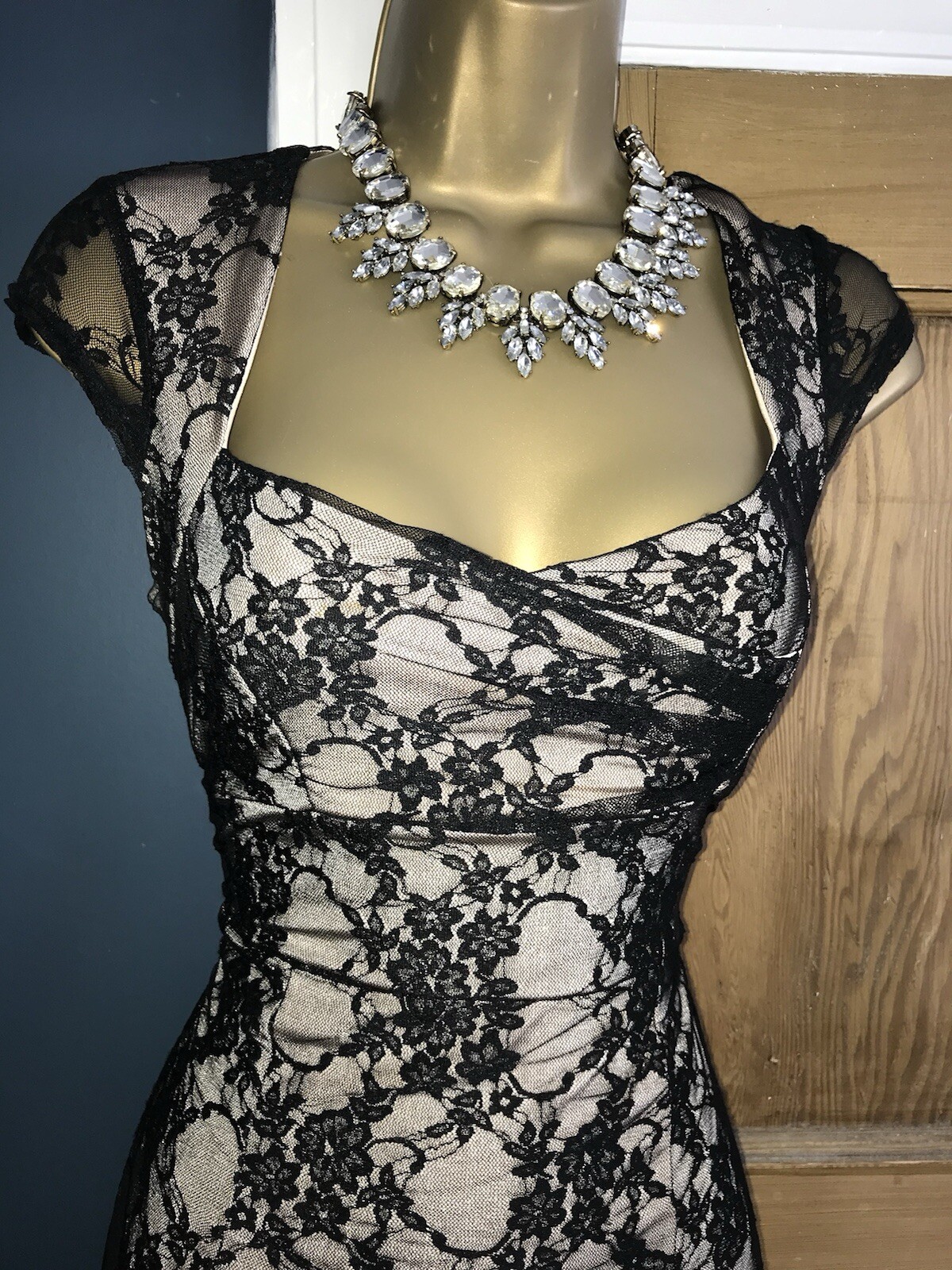 BNWT Jane Norman vintage ❤️Y2K black lace corset bodycon dress 14 16 pin up 50’s