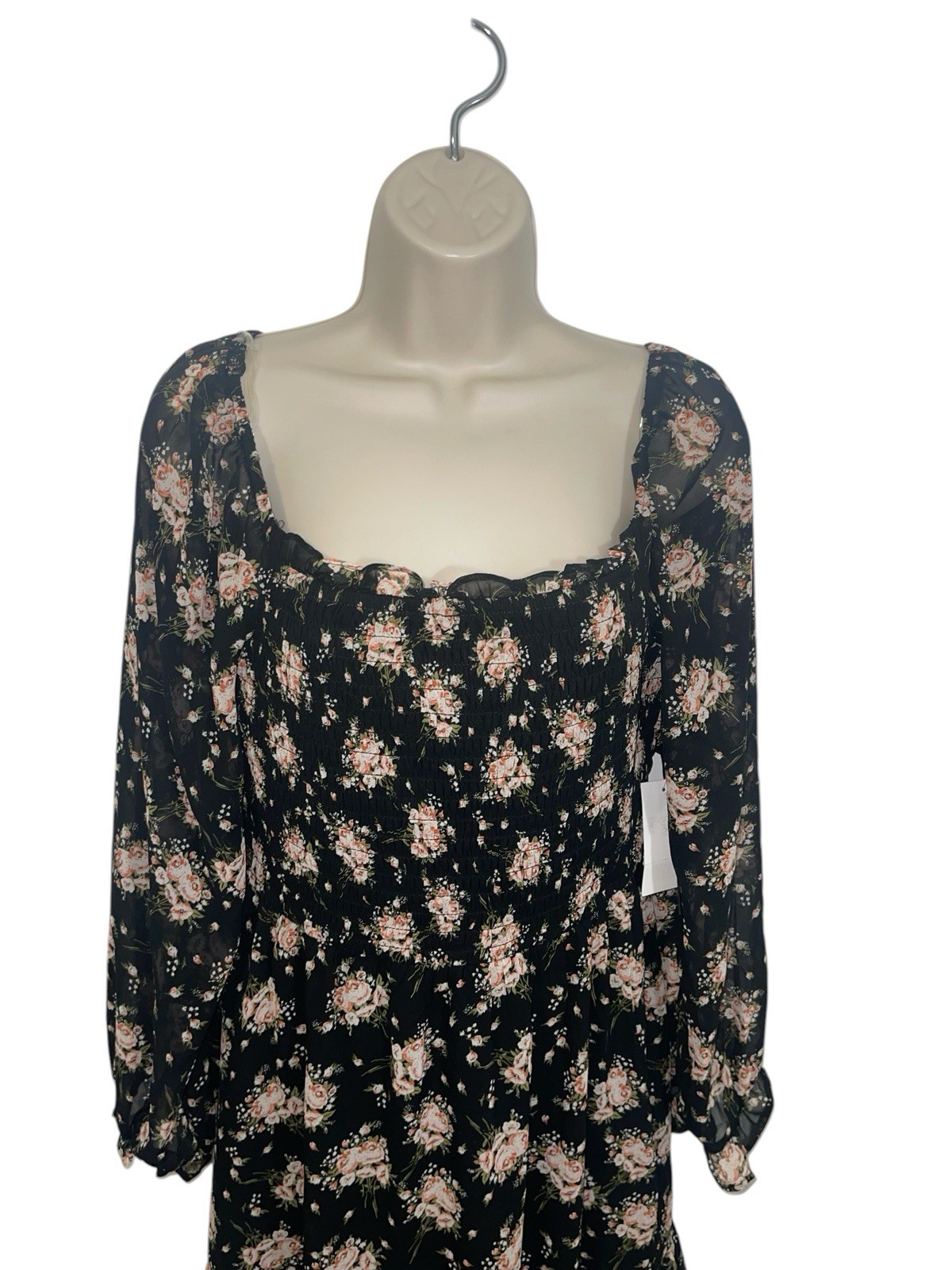 AS U WISH Women’s Size Medium Black Floral Printed Mini Dress Retail $44.00