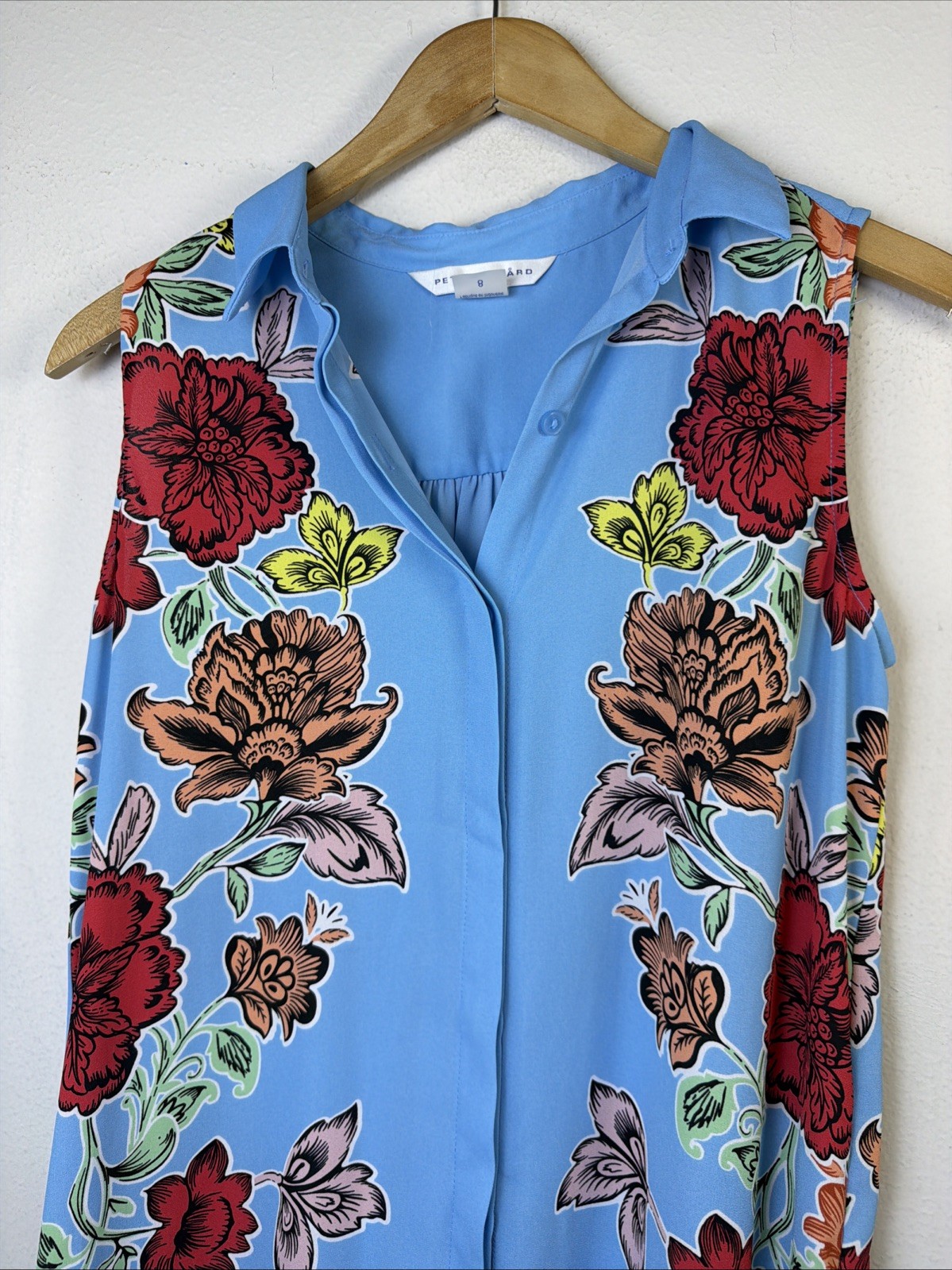 Peter Nygard Long 8 Blue Floral Sleeveless victorian resort vacation Dress vest