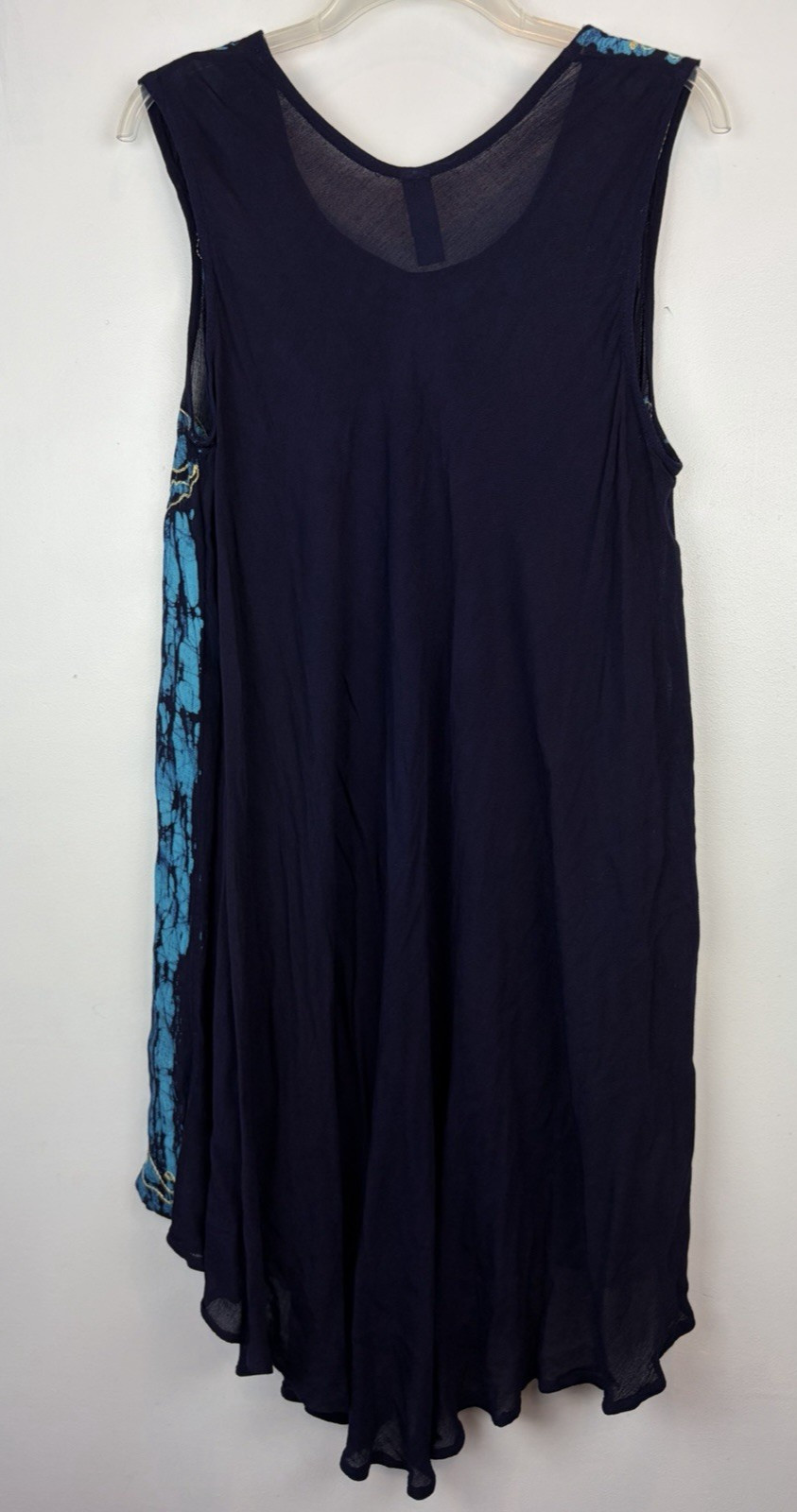 Tie Dye Boho Dress Womens One Size Blue Embroidered Fairy Hippie Midi Festival