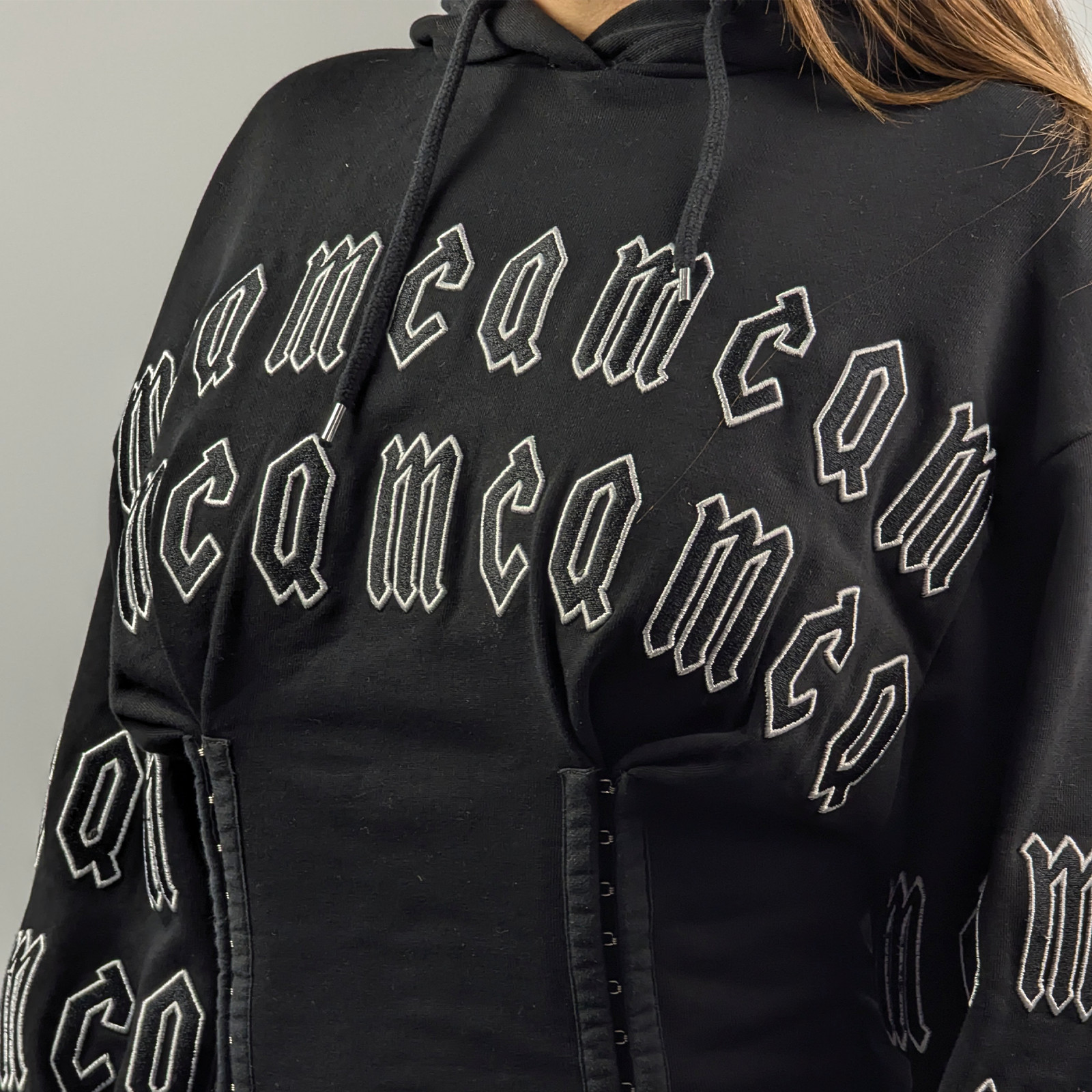 Alexander McQueen Embroidered Big Logo Corset Slim Oversize Hoodie Dress XS-S
