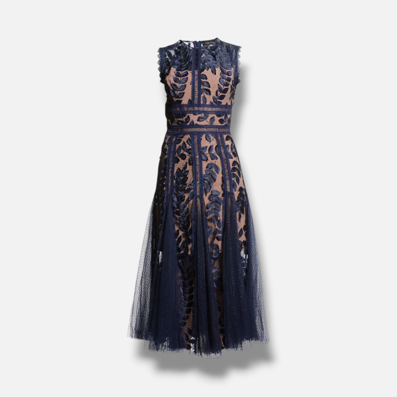 Bronx & Banco Women’s Blue Saba Leaf-Appliqué Lace Midi Dress Size AUS 10/US 6/M