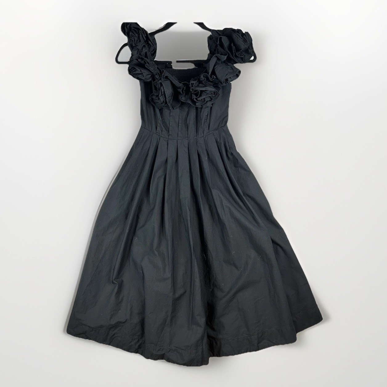 Anthropologie Maeve The Corina Ruffled Dress Roses Black XSP Cottagecore Fairy