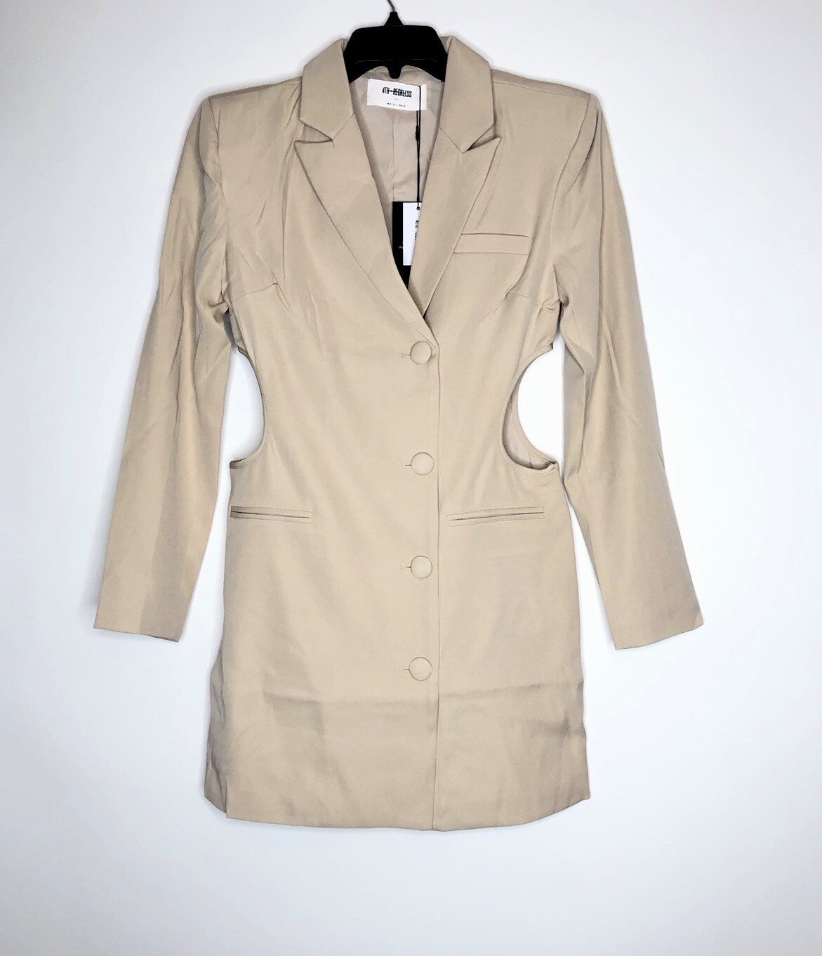 4th & Reckless Size Small Beige Side Cut Out Brownwyn Blazer Dress