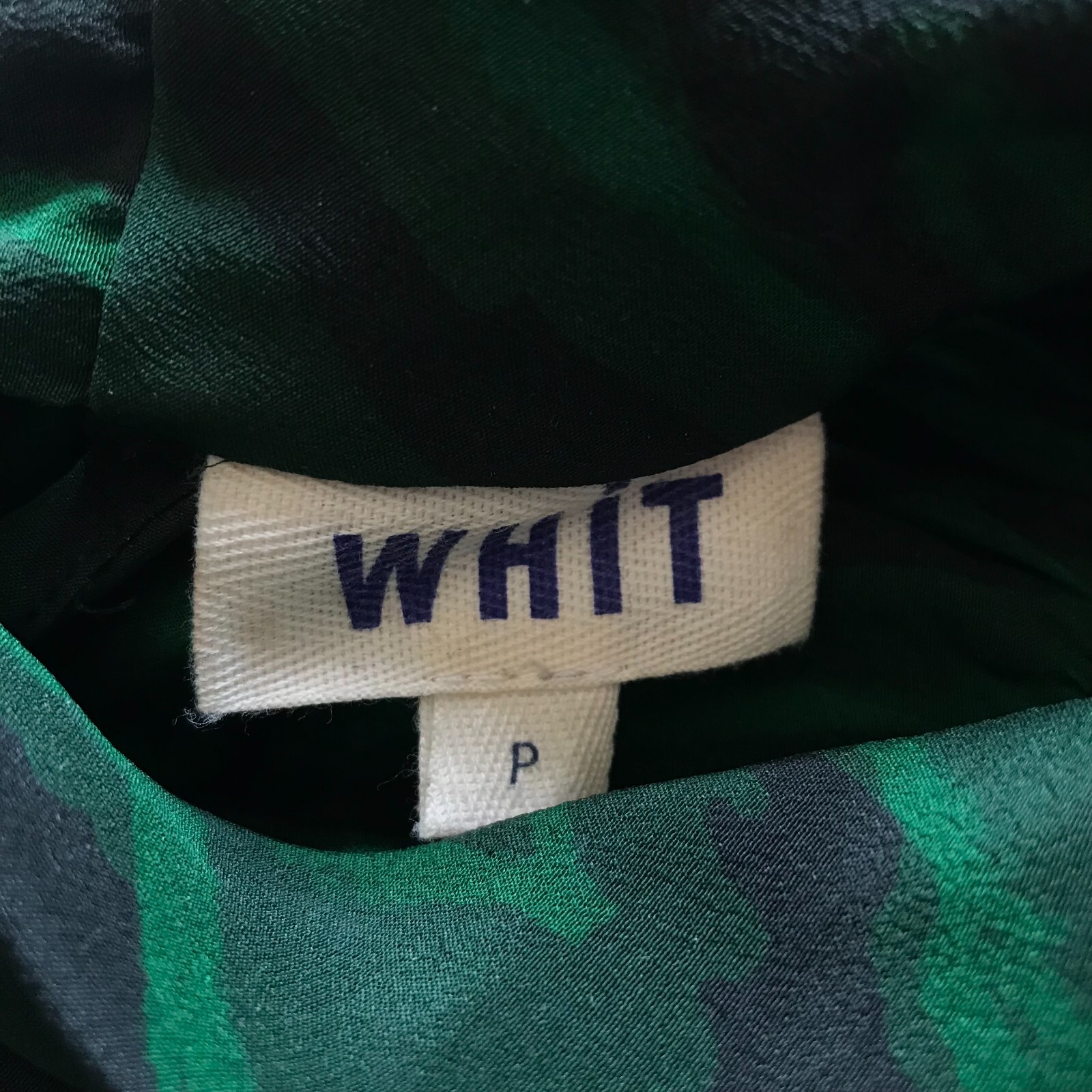 WHiT Anslem Shift Midi Dress Womens P XS Emerald Green Black Long Sleeve Silk