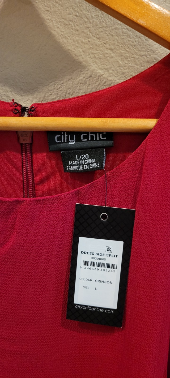 NWT City Chic Side Split Midi Dress Crimson Red Plus Size L / 20 Ruched Formal